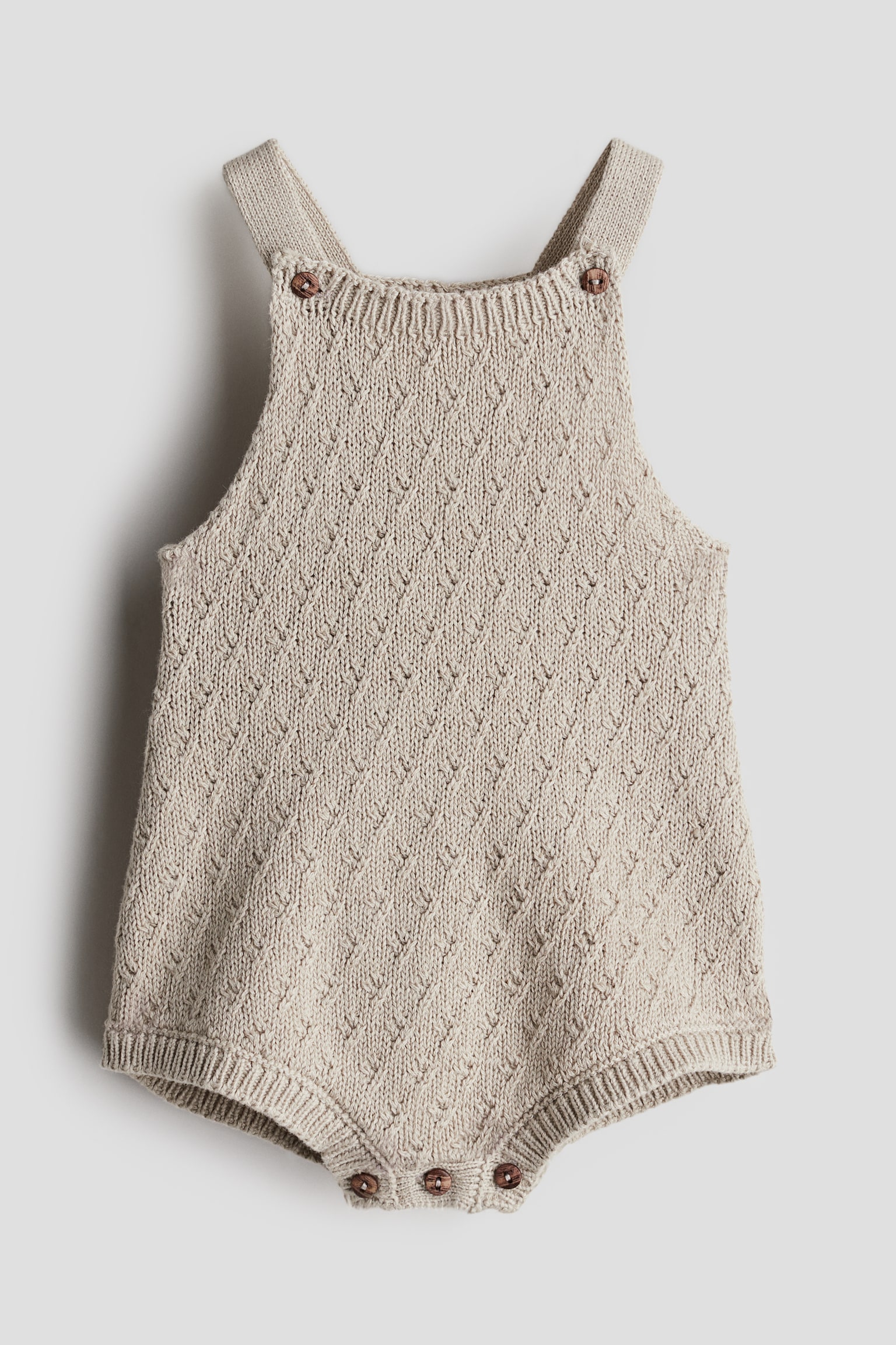 Textured-knit romper suit - Beige - 1