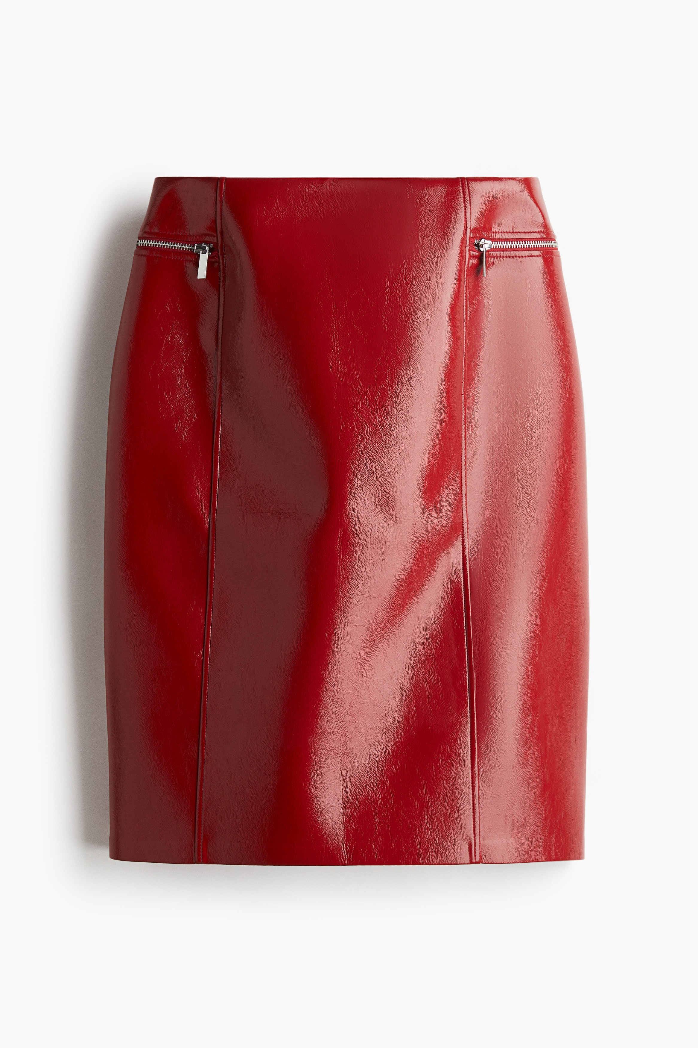 Coated pencil skirt - Red/Black