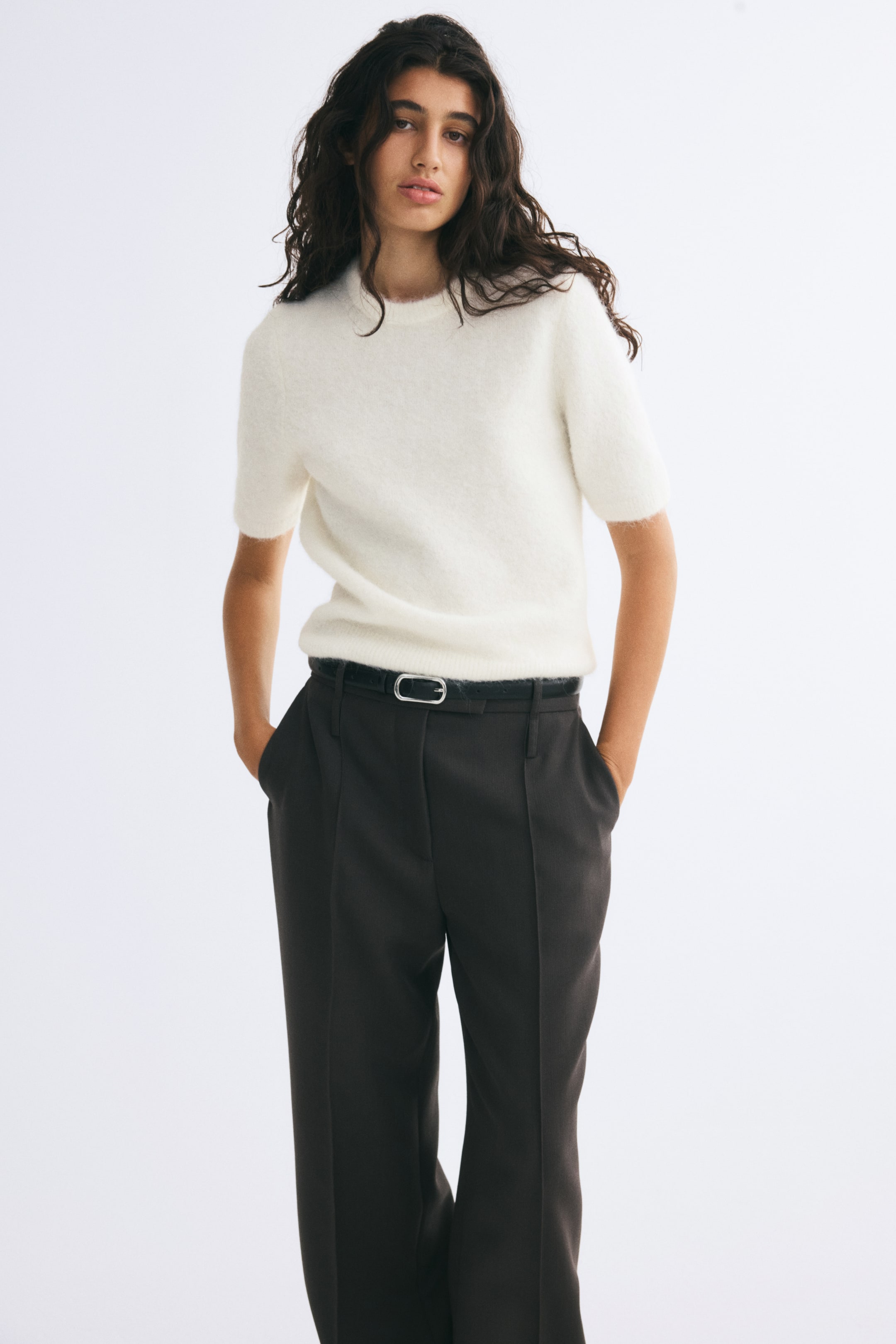View larger image: Short-sleeved jumper - Cream - Ladies | H&M 1