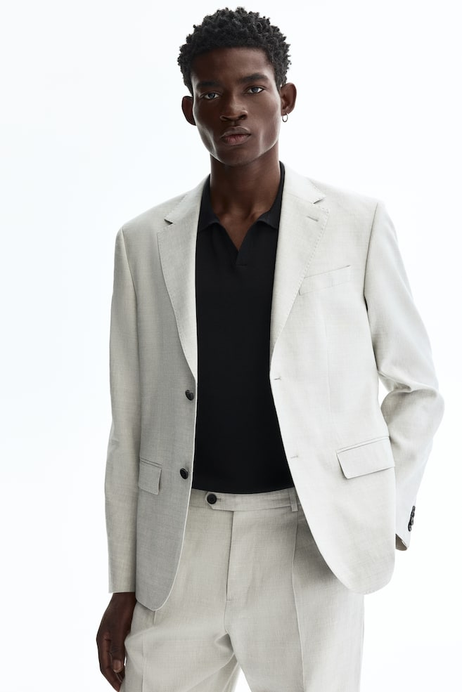 Americana en mezcla de lino Regular Fit - Beige claro - 1