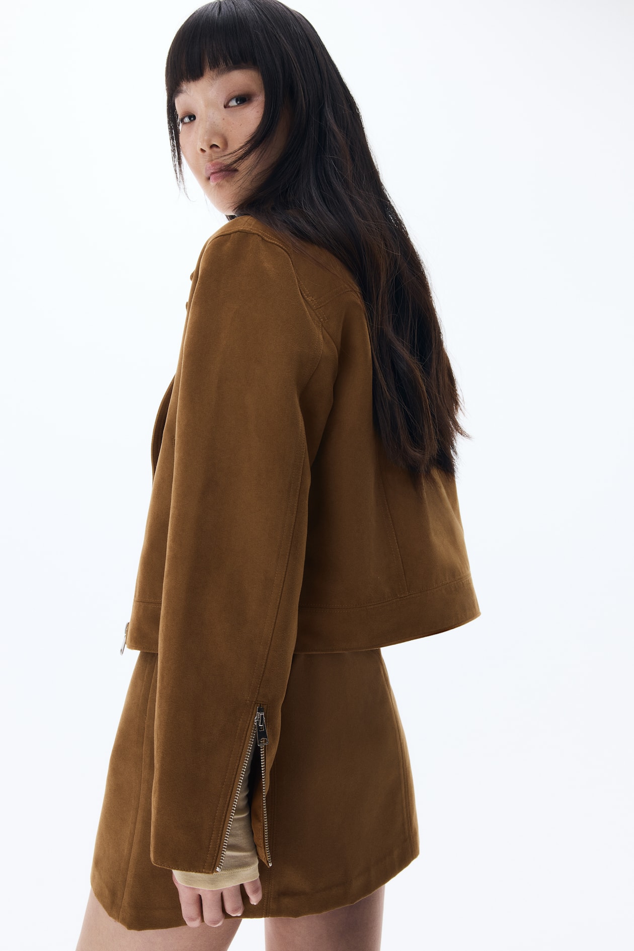 Veste Motard (biker) Pour Femme Warehouse - Marron Clair Taille 16 - Occasion Très Bon état