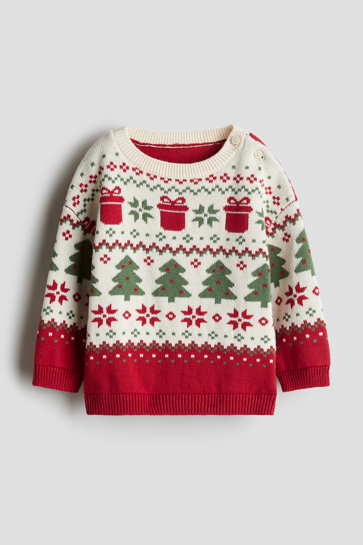 Jacquard-knit jumper - White/Christmas trees - 1