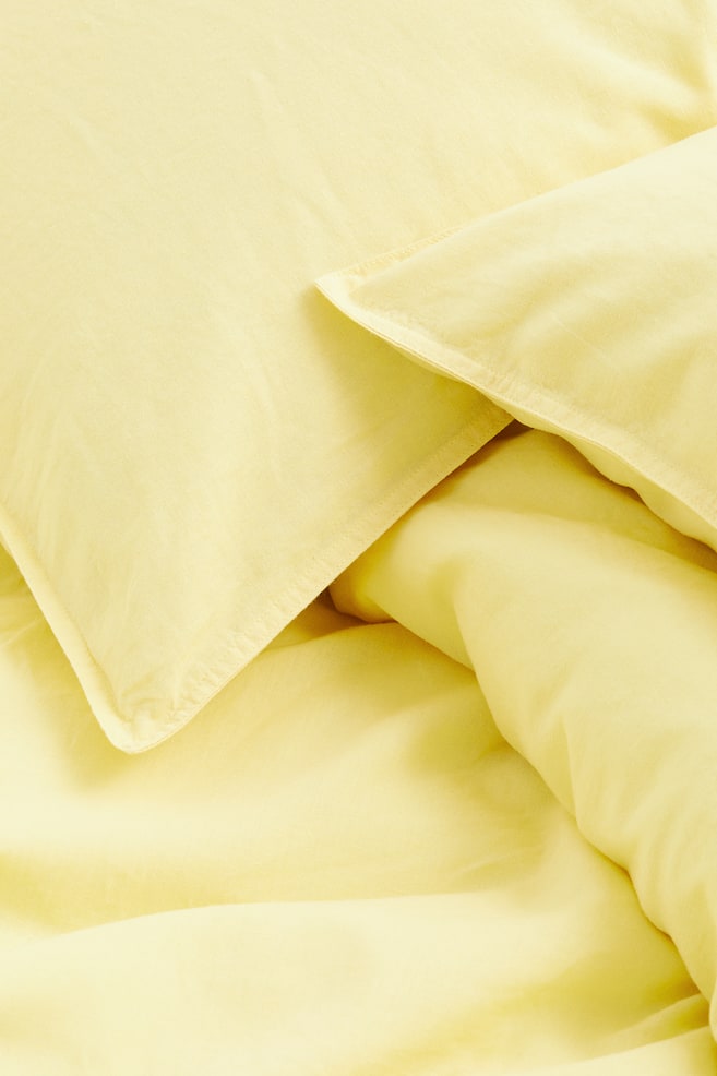 Linen-blend double/king size duvet cover set - Light yellow/White/Beige/Light green/dc/dc/dc - 1