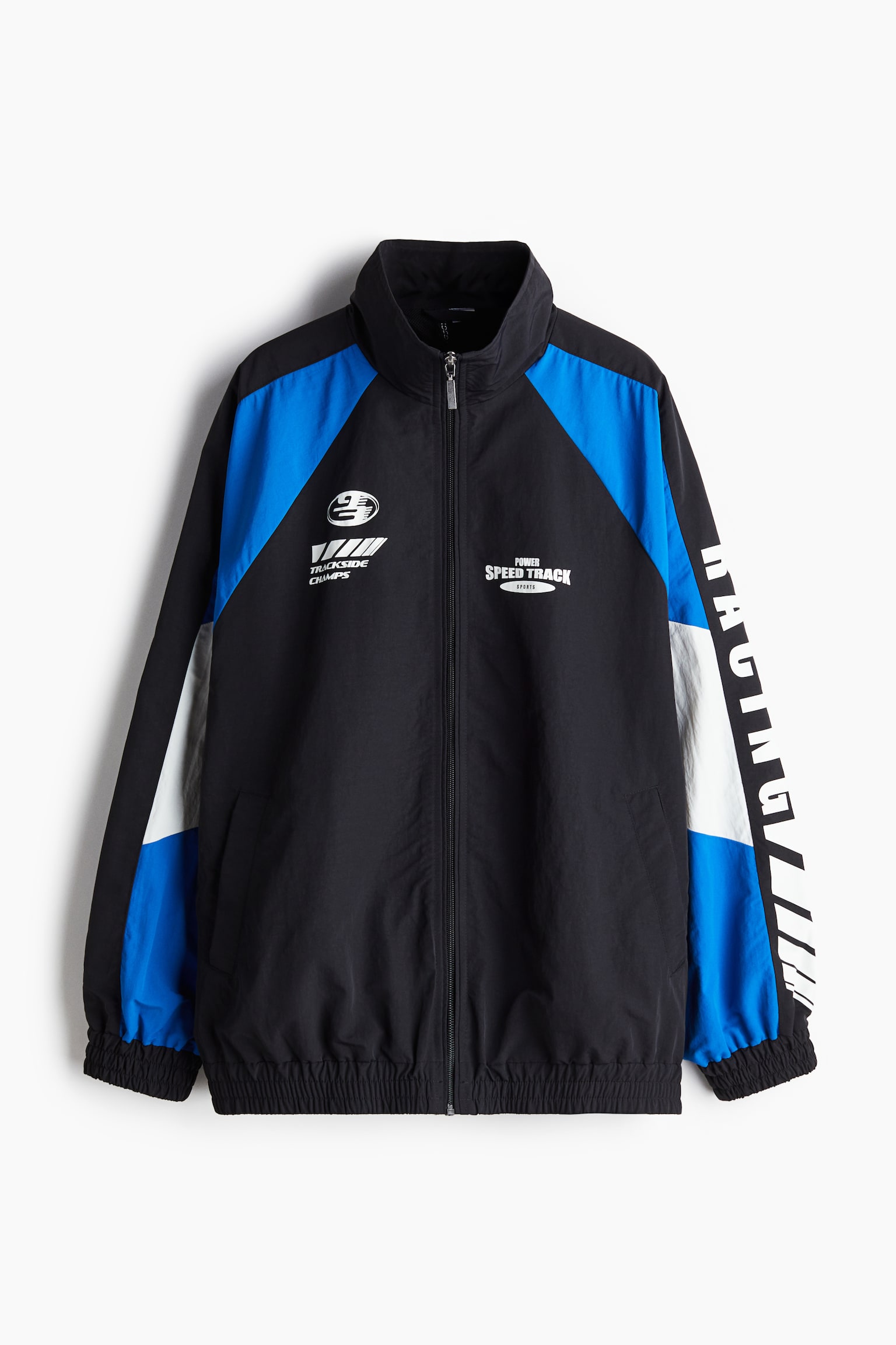 Oversized Print Windbreaker - Black/Racing - 2