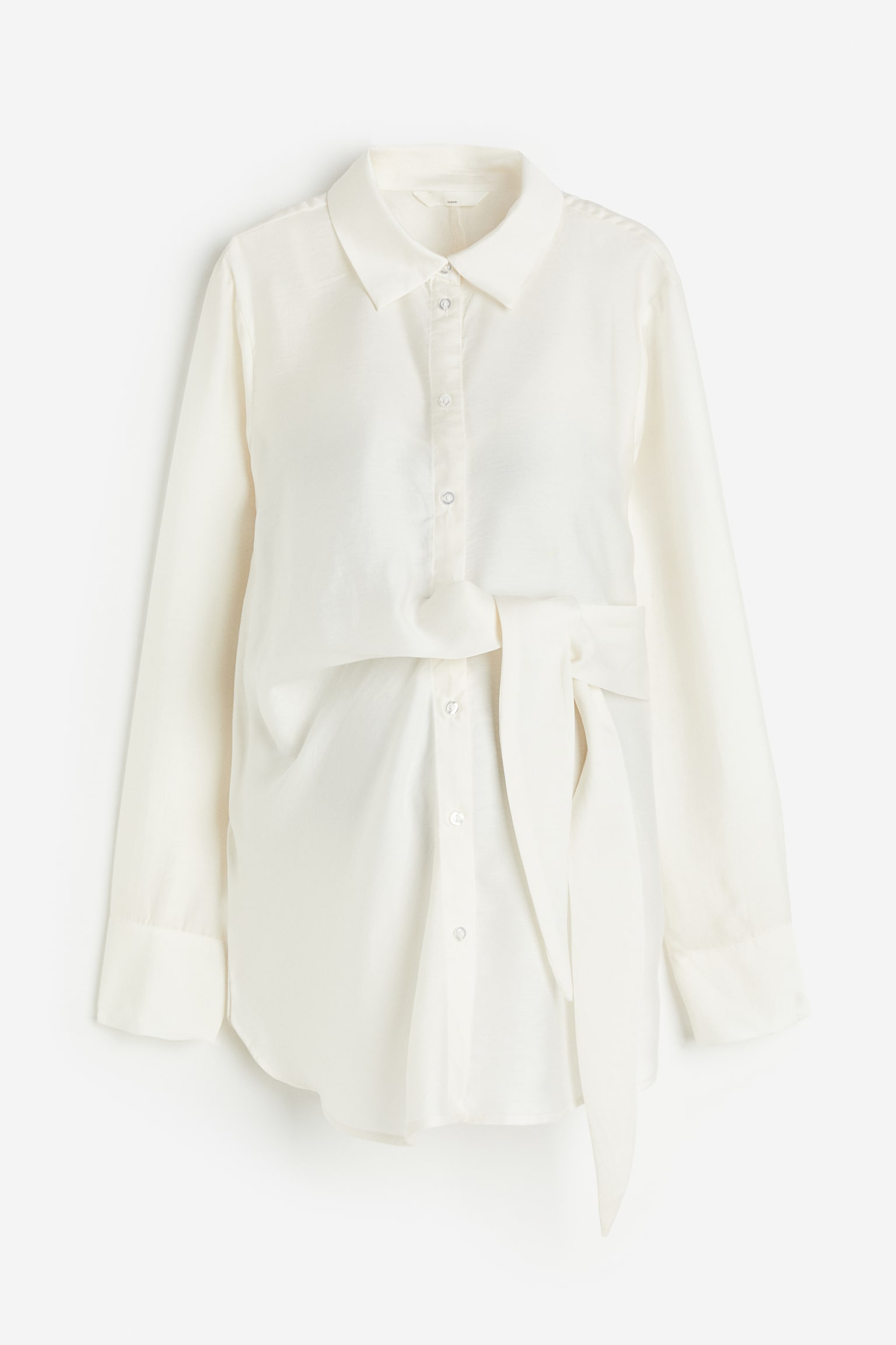 MAMA Before & After Tie Detail Shirt - White - 2