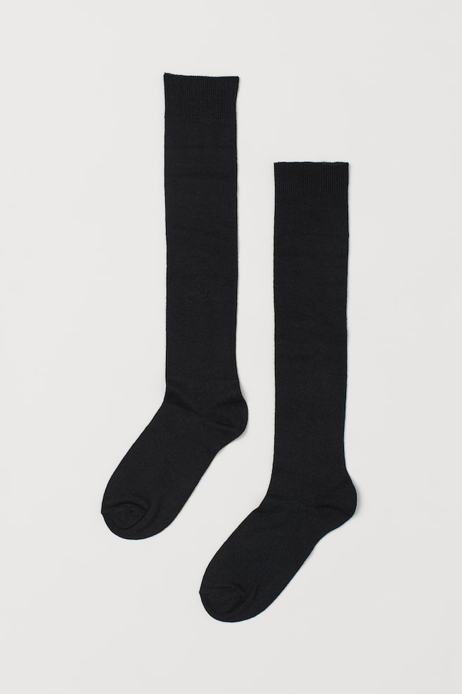 2-pack knee socks - Black/Beige/Dark brown - 2