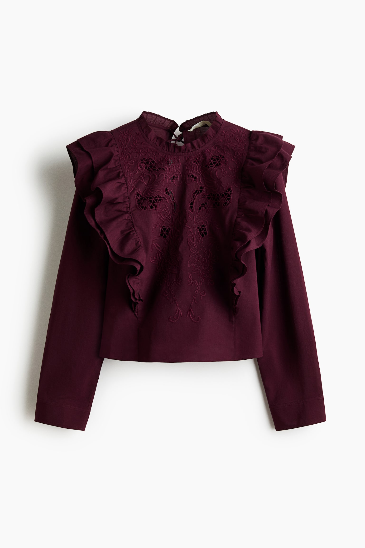Broderie anglaise blouse - Burgundy - 1