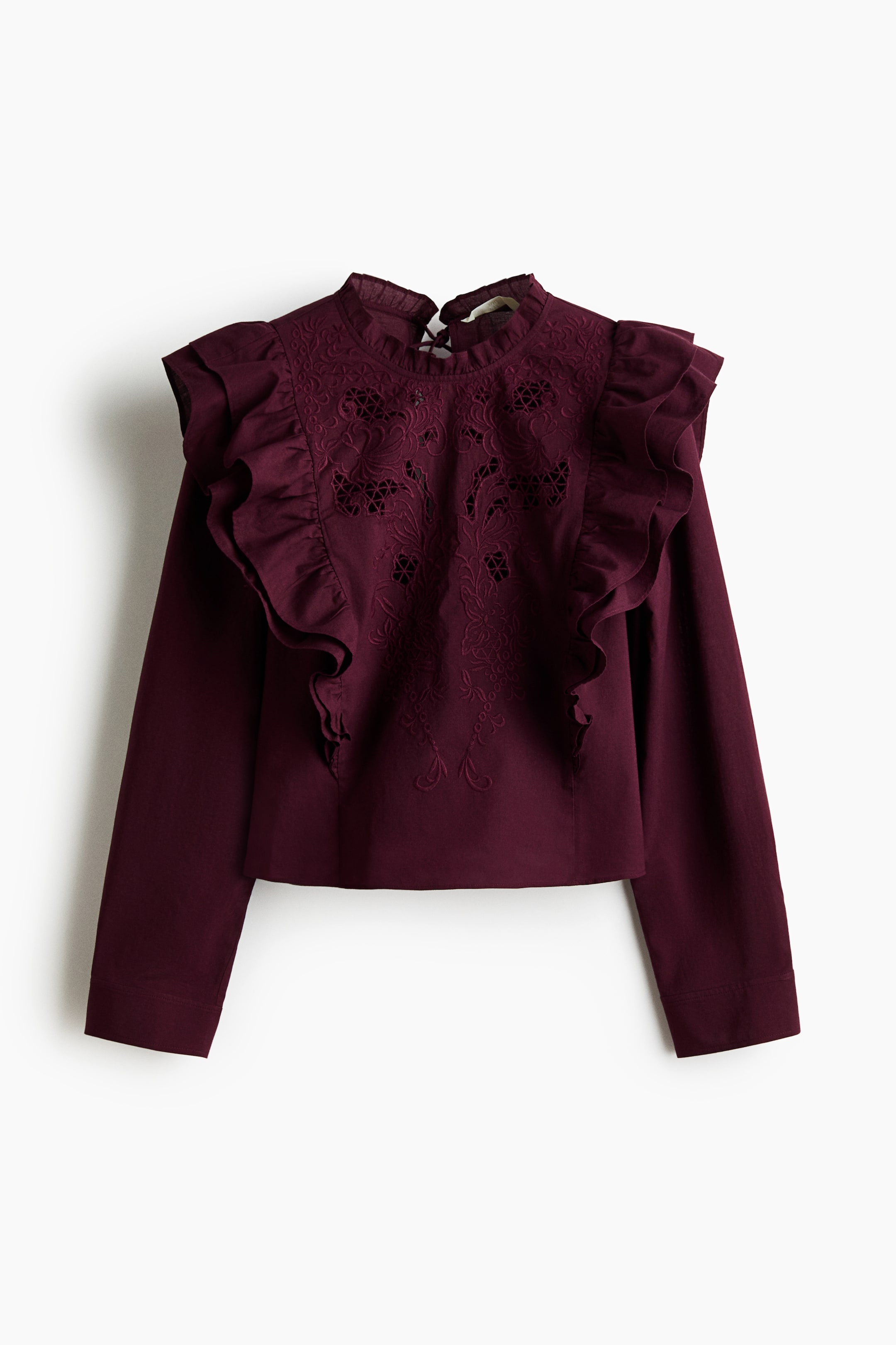 View larger image: Broderie anglaise blouse - Burgundy - Ladies | H&M IN 5