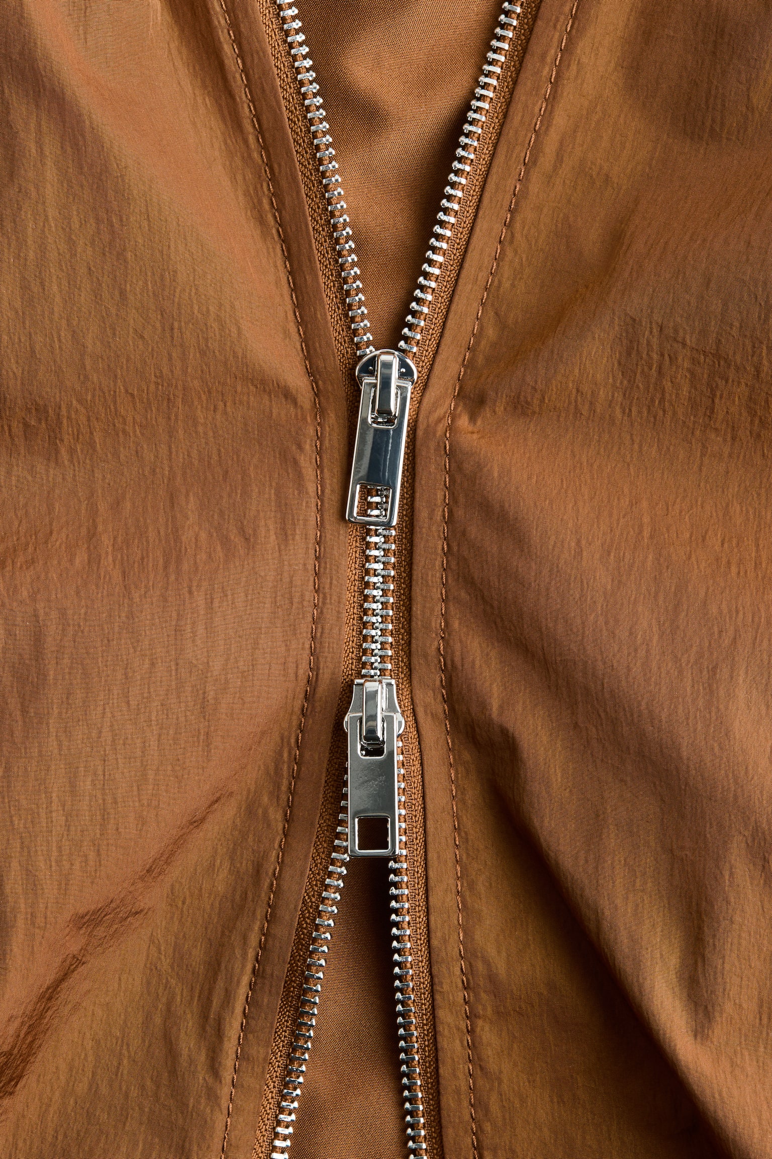 Hooded nylon jacket - Brown - 3