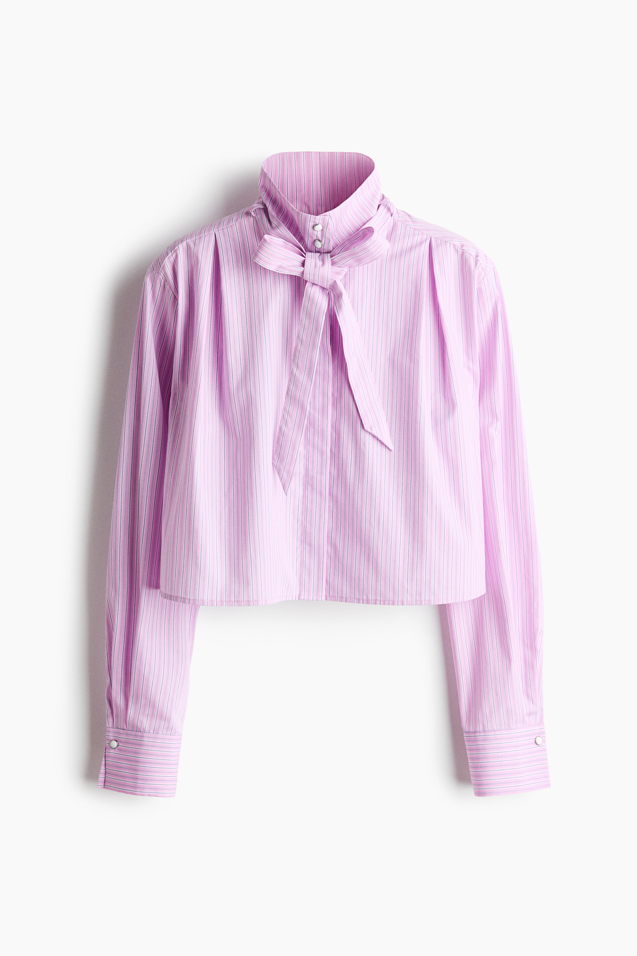 查看大圖: Bow-collar blouse - Light pink/Striped - Ladies | H&M 1