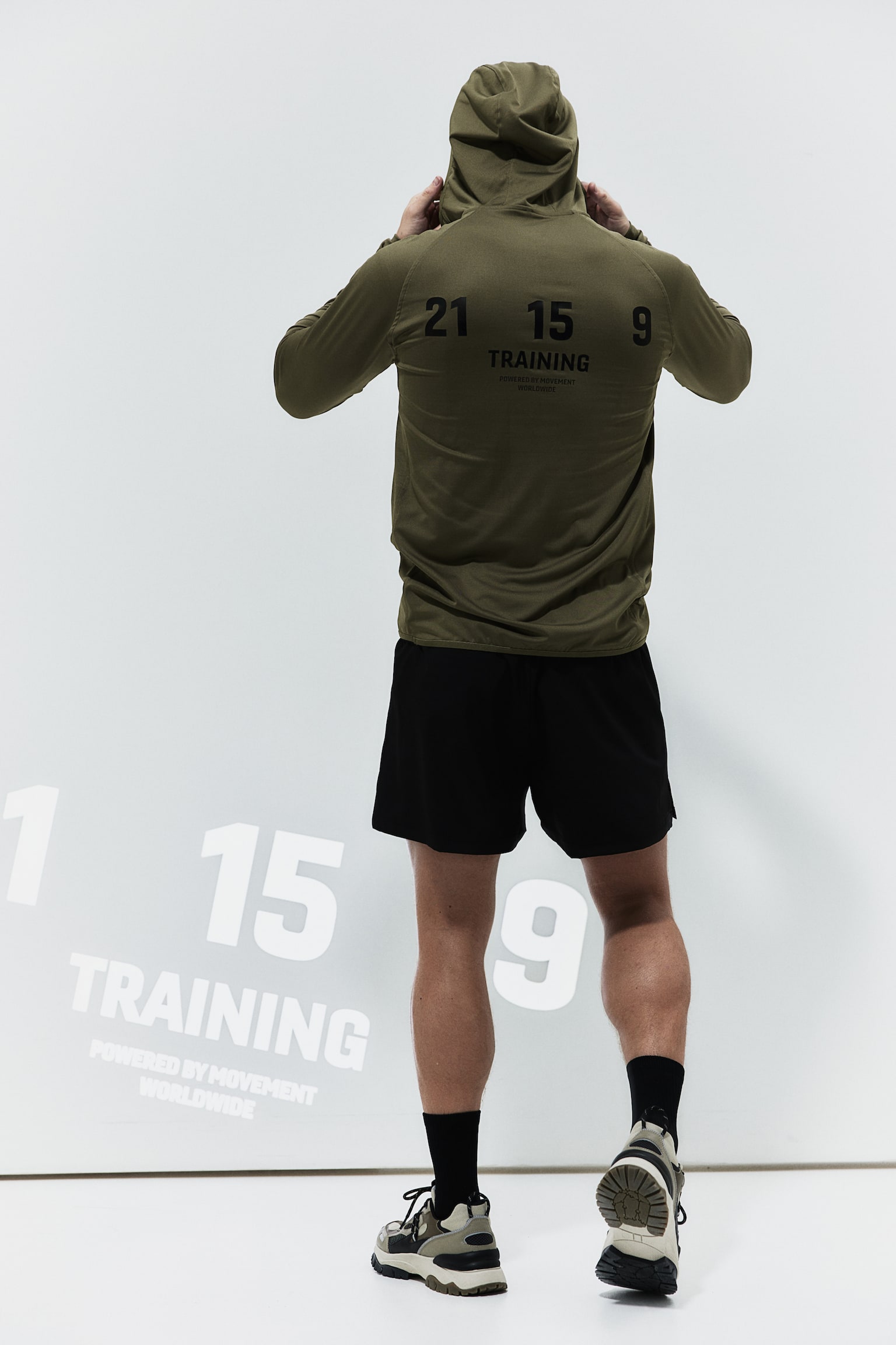 Regular Fit Half Zip Activewear Hoodie In DryMove™ - Khaki green/Training/Black - 3