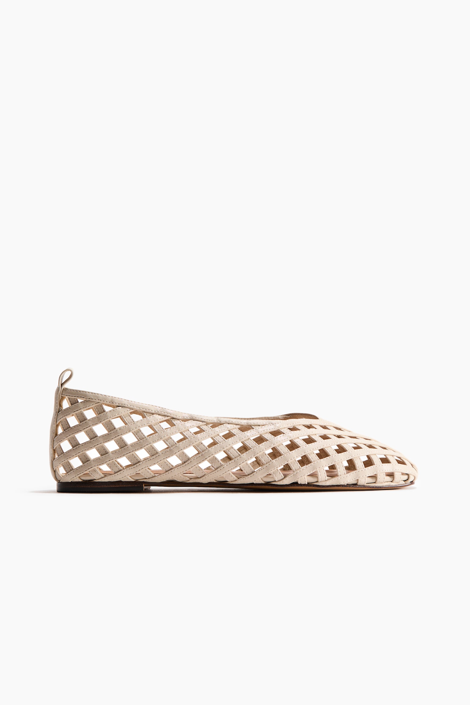 Braided-look ballet flats - Light beige/Dark peach pink/Black/Dark brown/Dark khaki green - 3