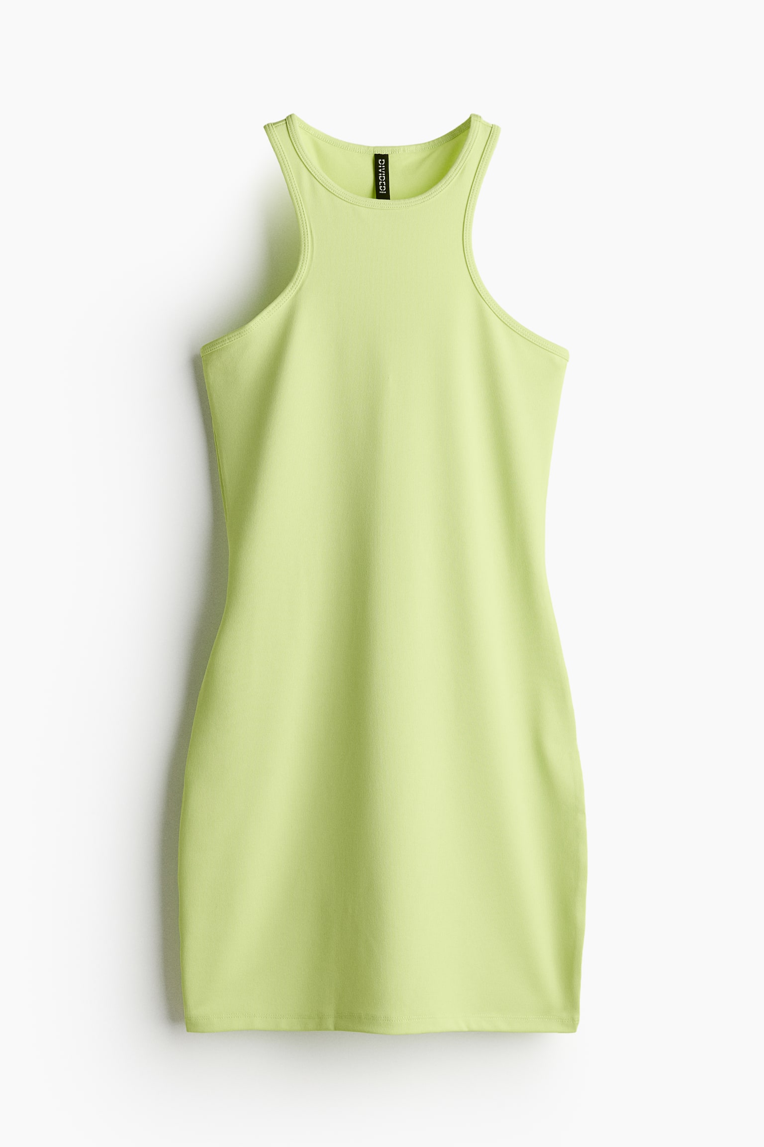 Ribbed bodycon dress - Lime green/Brown - 1