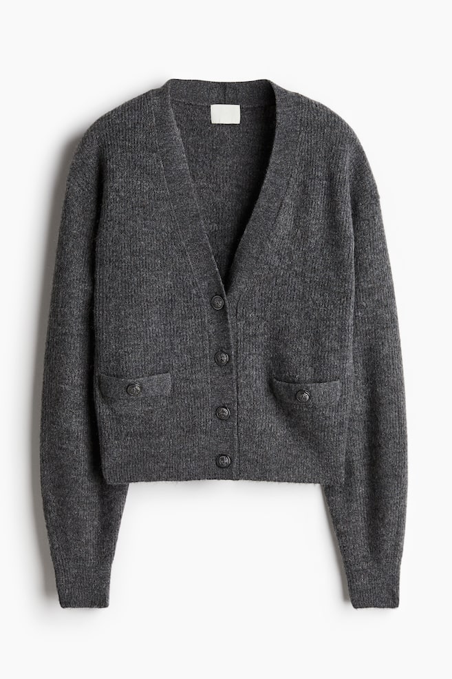 Ribgebreid vest - Donkergrijs gemêleerd - 1