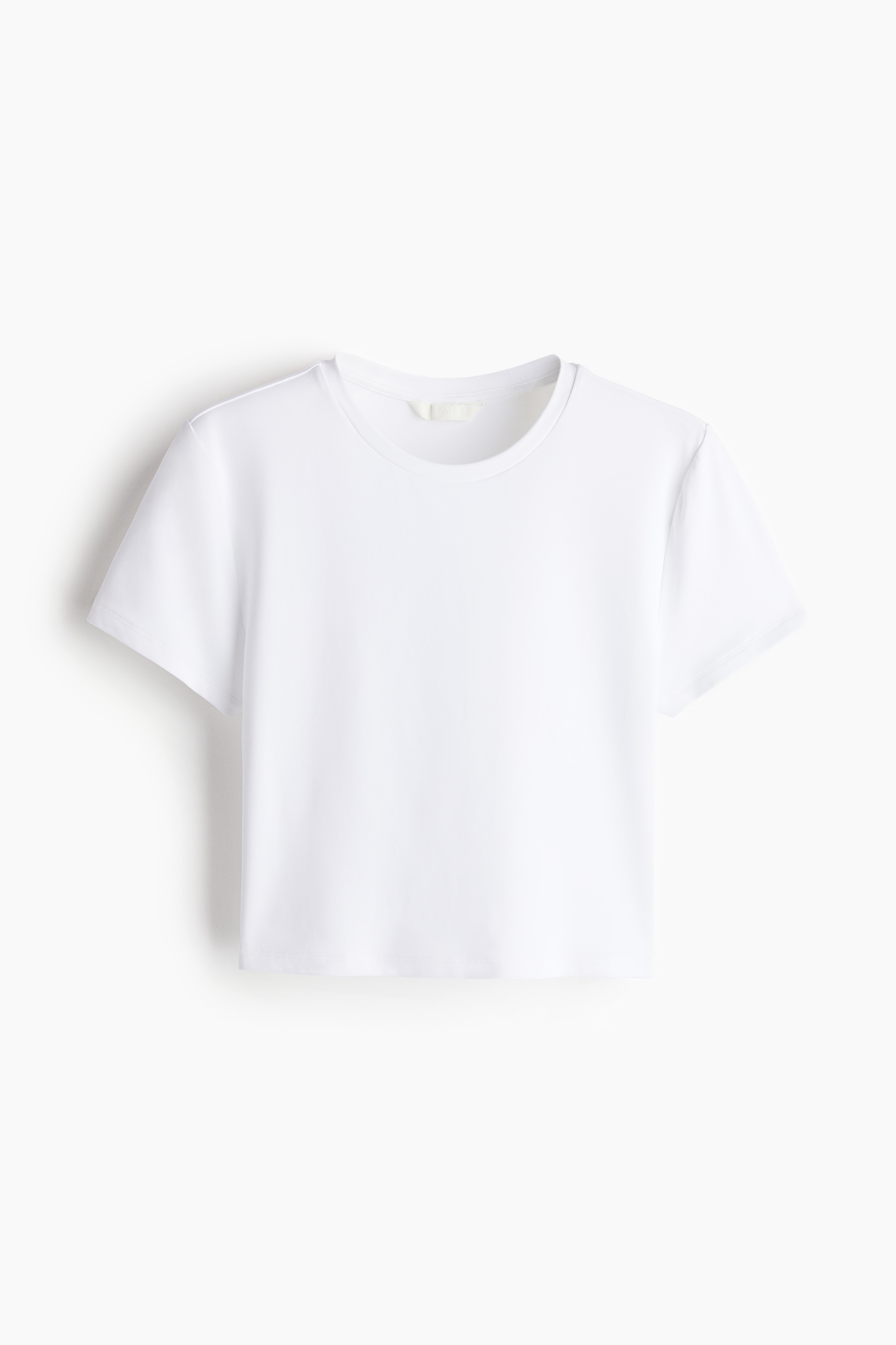 Microfiber Cropped T-Shirt - White/Navy blue/Dark brown