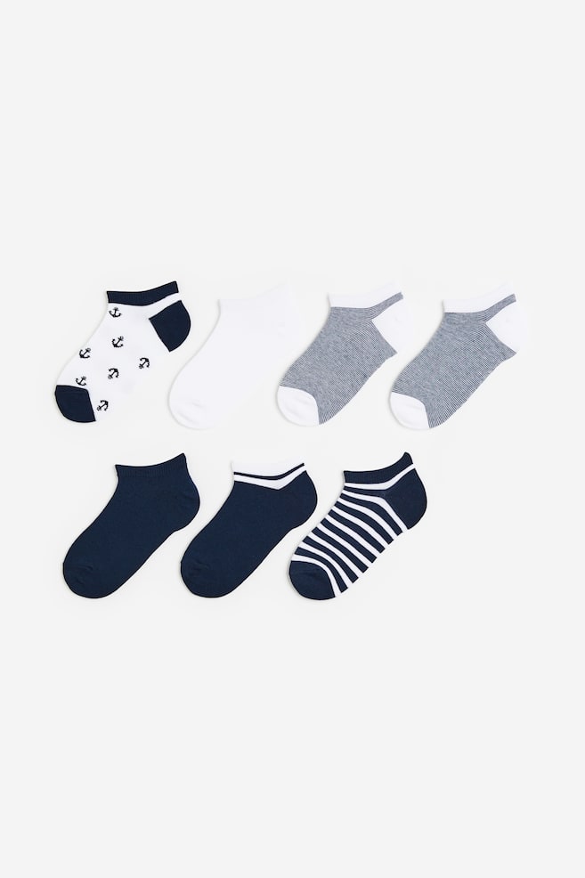 7-pack trainer socks - Navy blue/Anchors/Light grey/Days of the week/Blue/Striped/Blue/Light turquoise - 1
