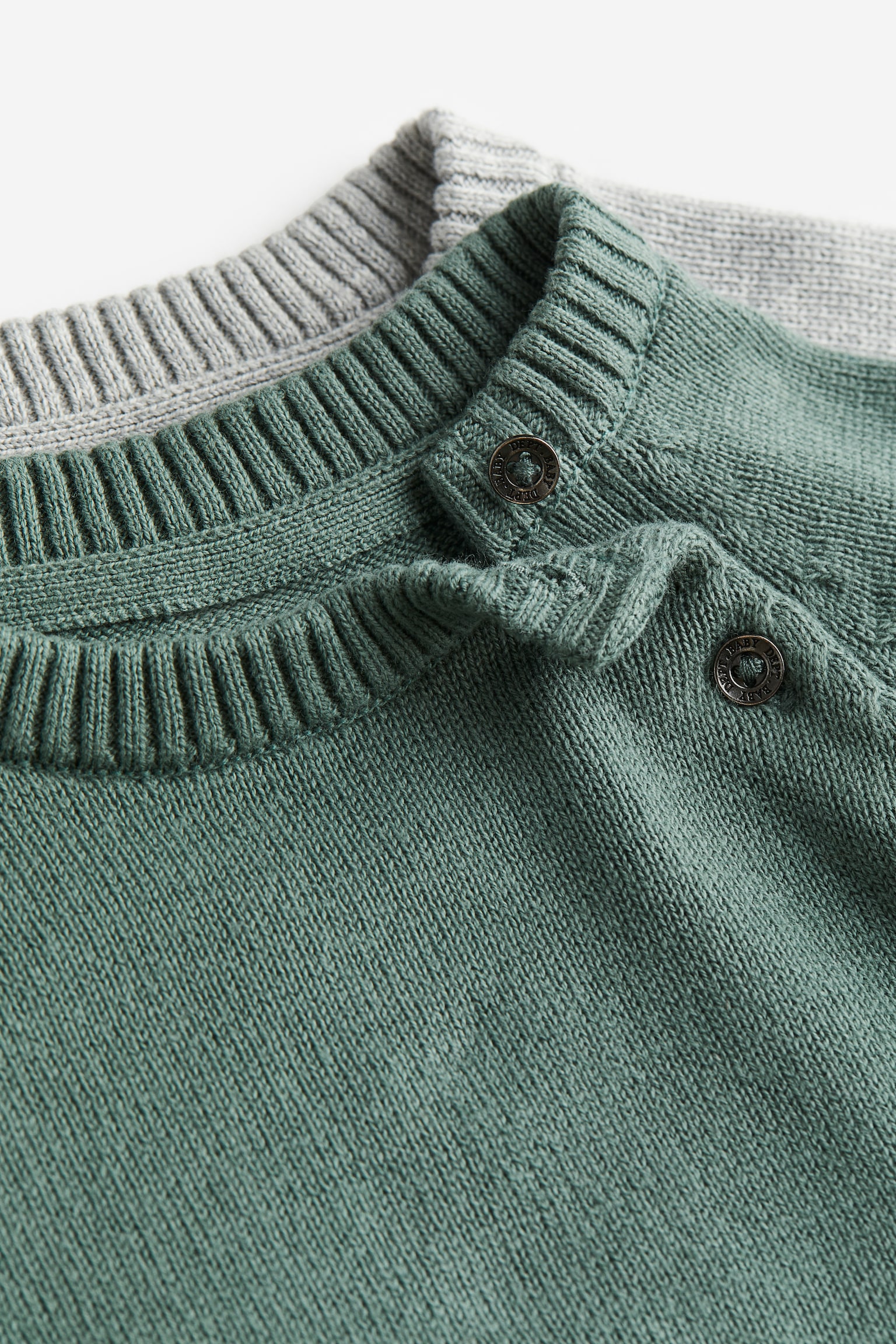 2-pack Fine Knit Sweaters - Green/Light grey/Navy blue/Light beige - 2