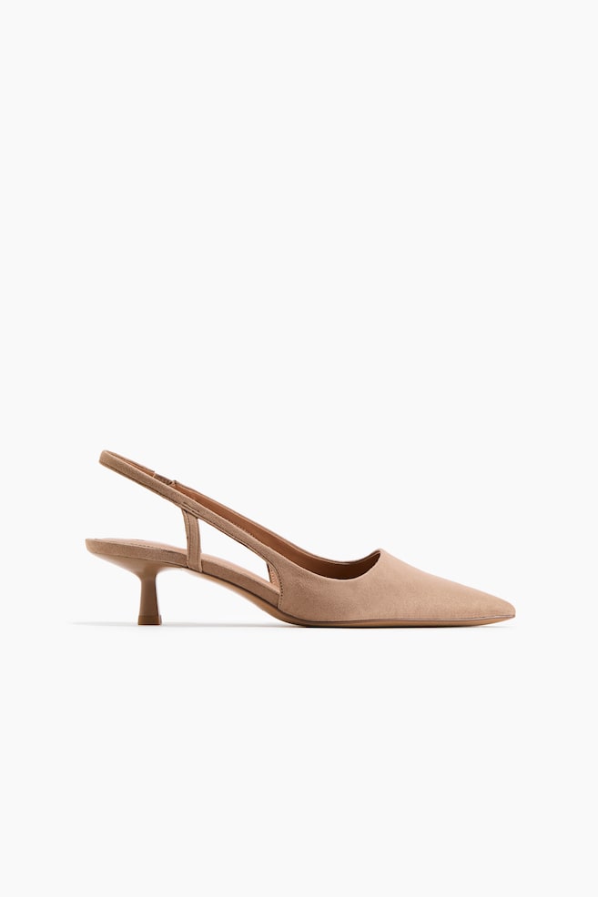Escarpins à bride arrière avec talon kitten heel - Beige ancien/Marron foncé - 1