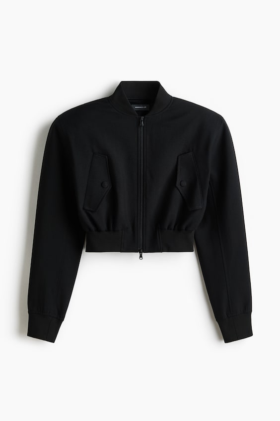 Женские куртки H&M Cropped Wool Bomber Jacket