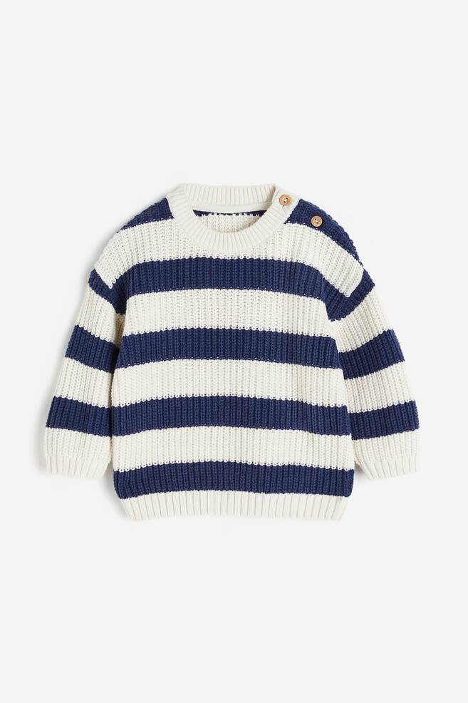 Rib-knit jumper - Dark blue/Striped