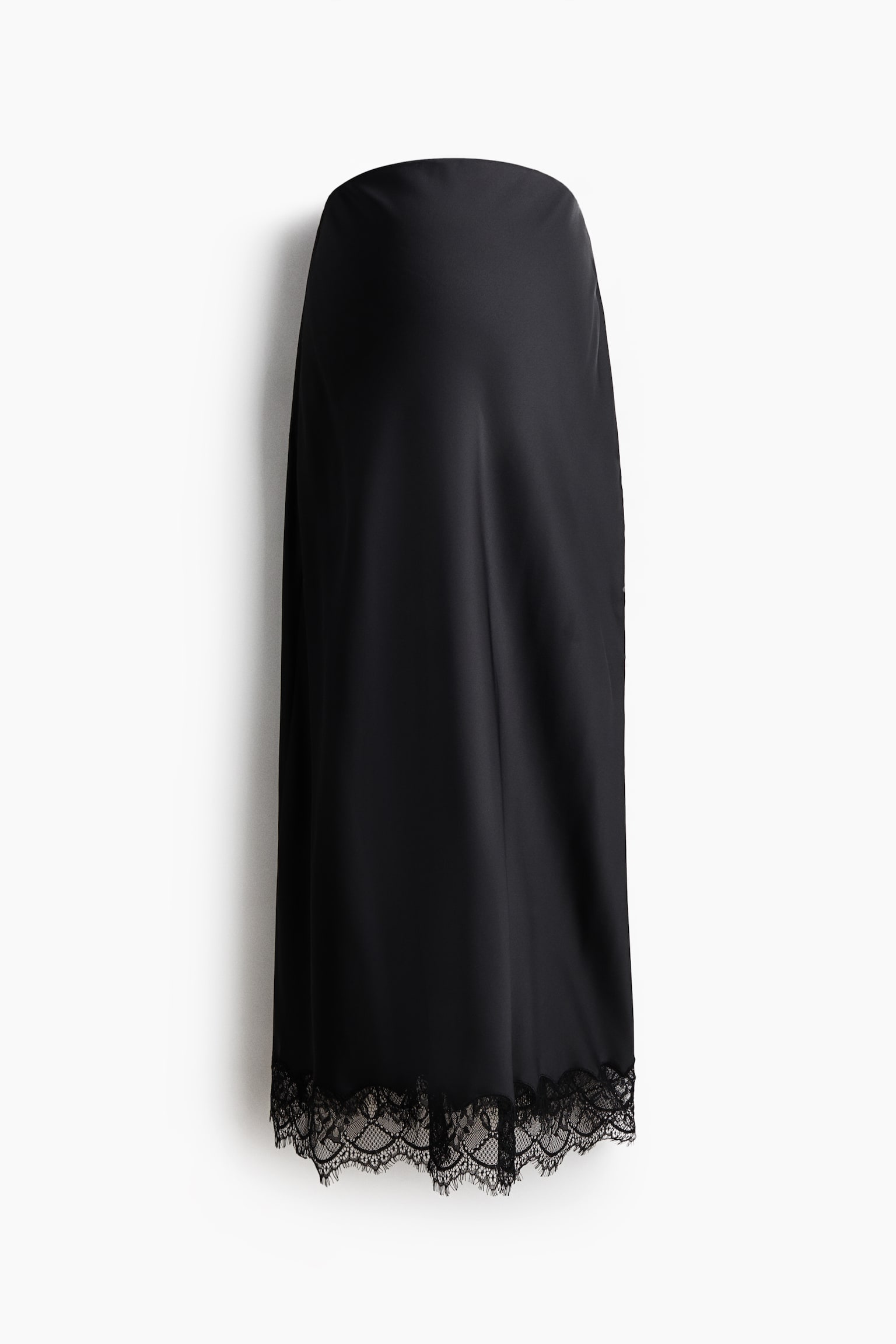 MAMA Lace-trimmed satin skirt - Black/Dark brown - 1