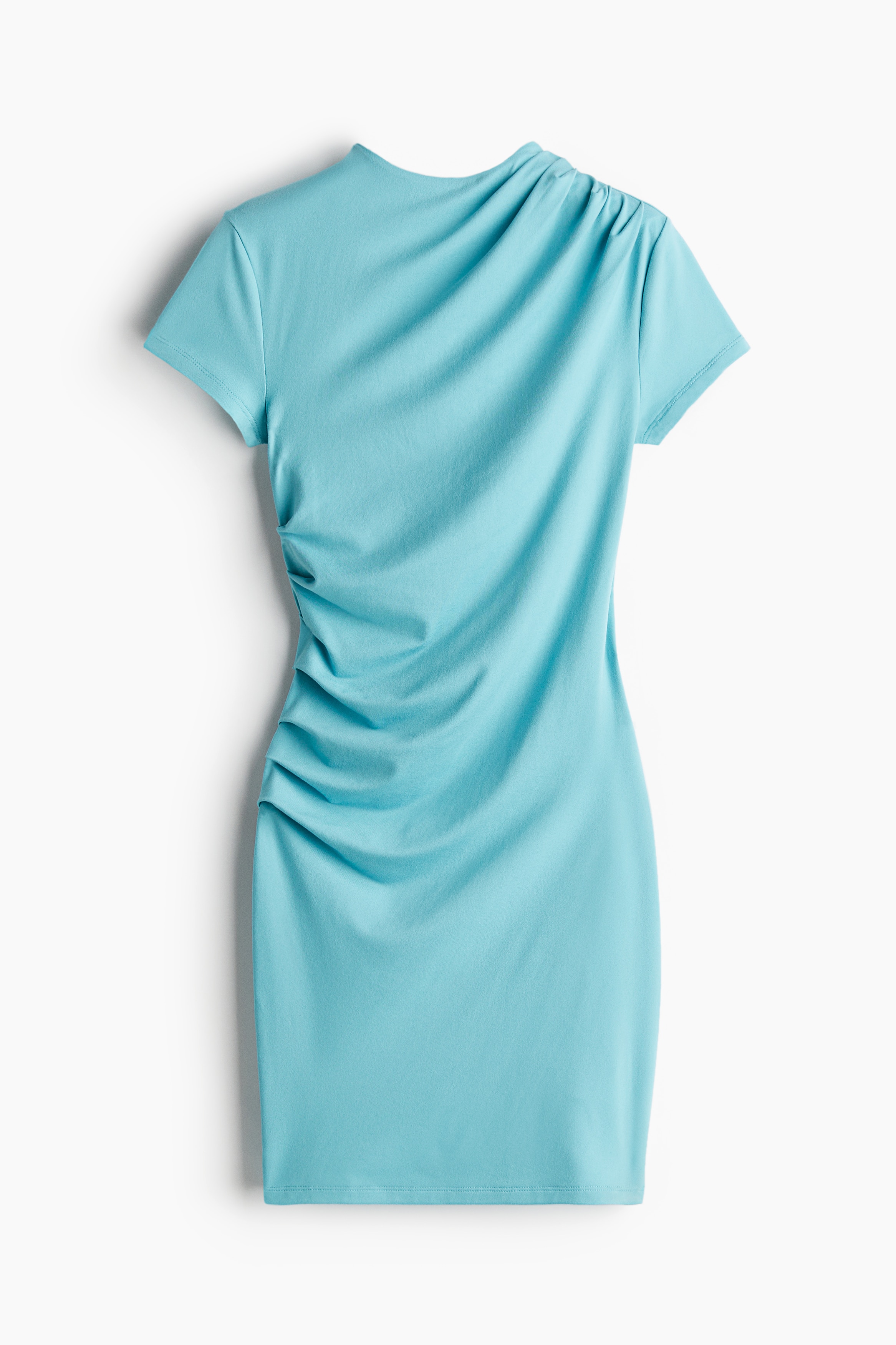 Draped Bodycon Dress - Turquoise/Black