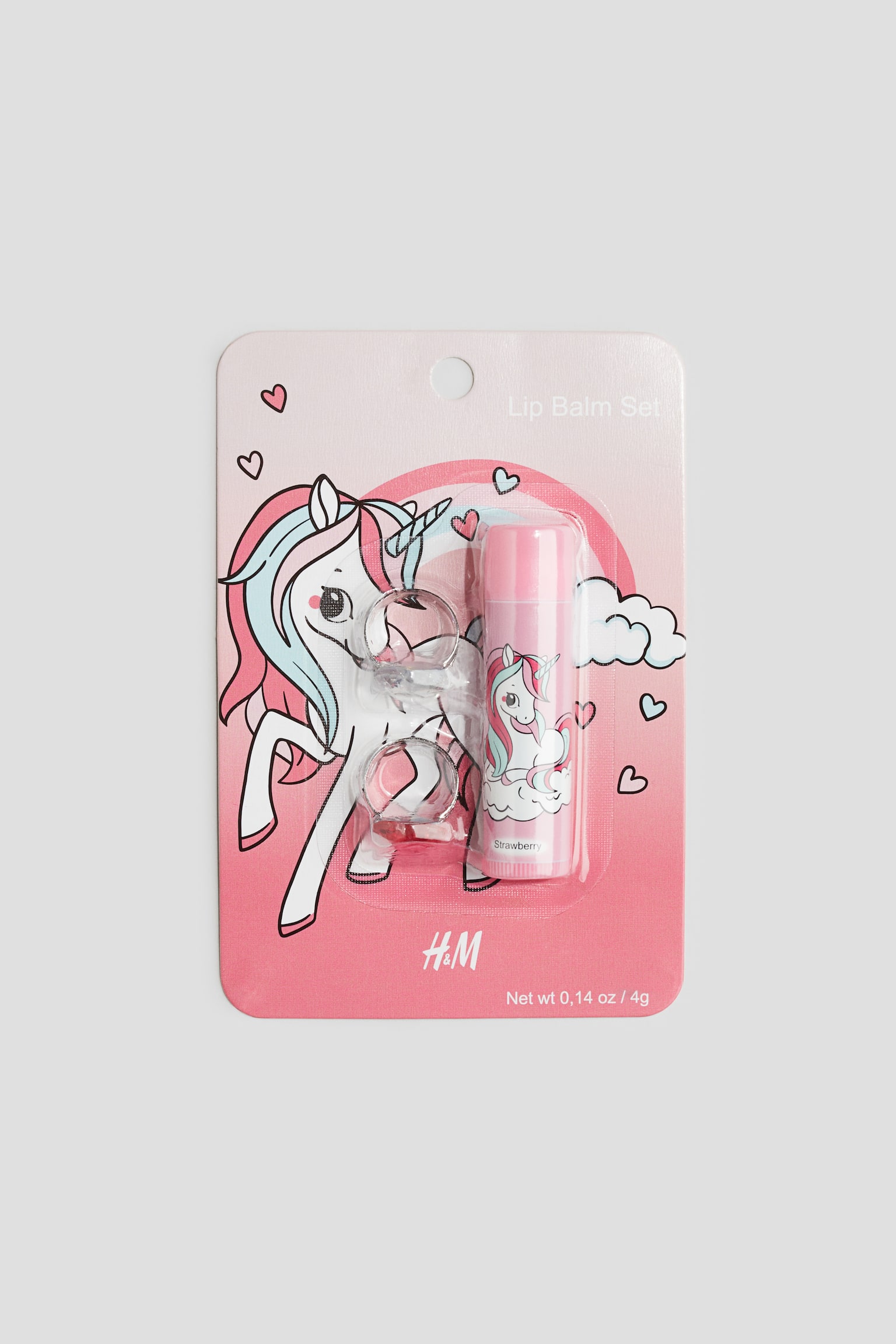 Lip balm and rings set - Light pink/Unicorn - 1