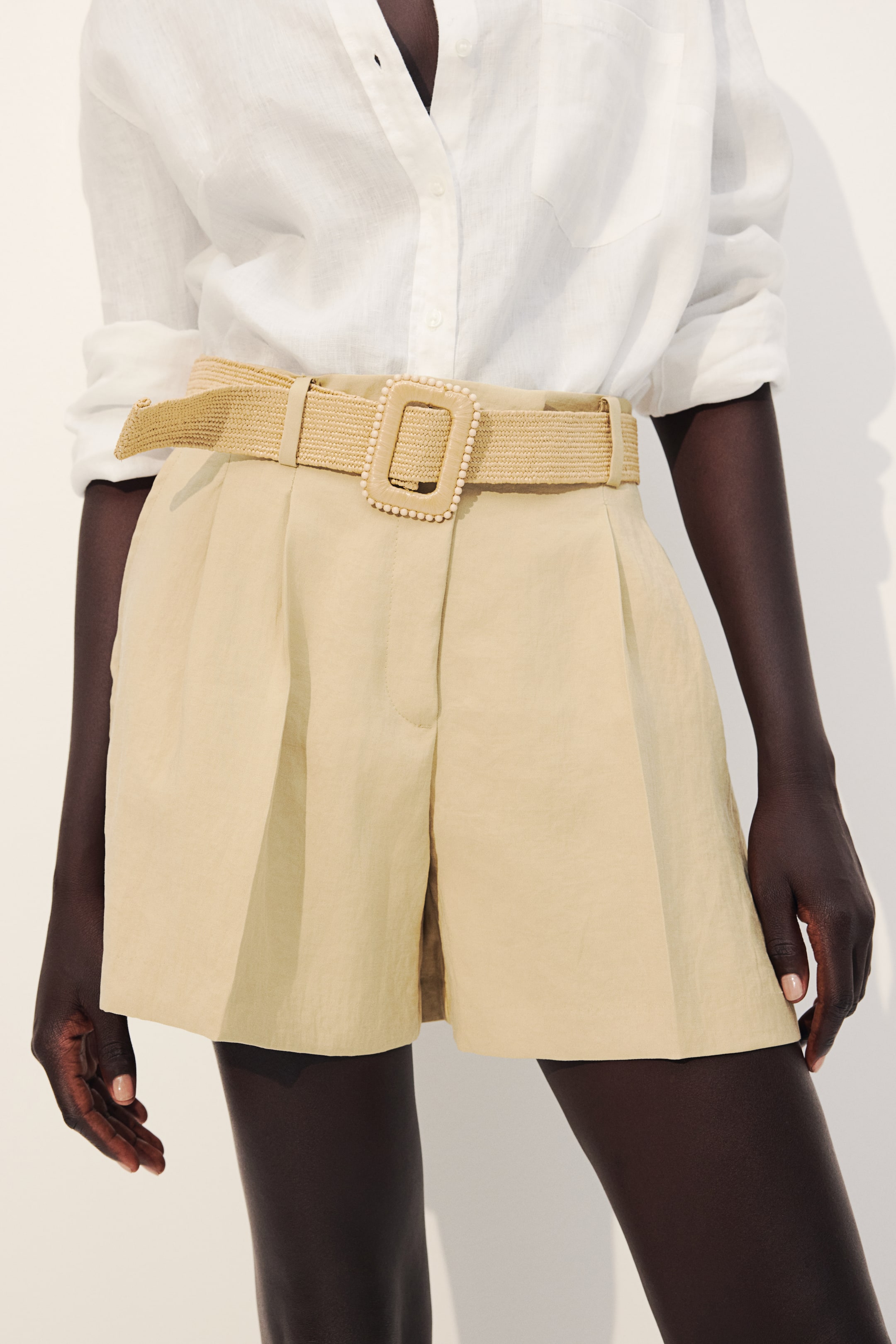 Belted Twill Shorts