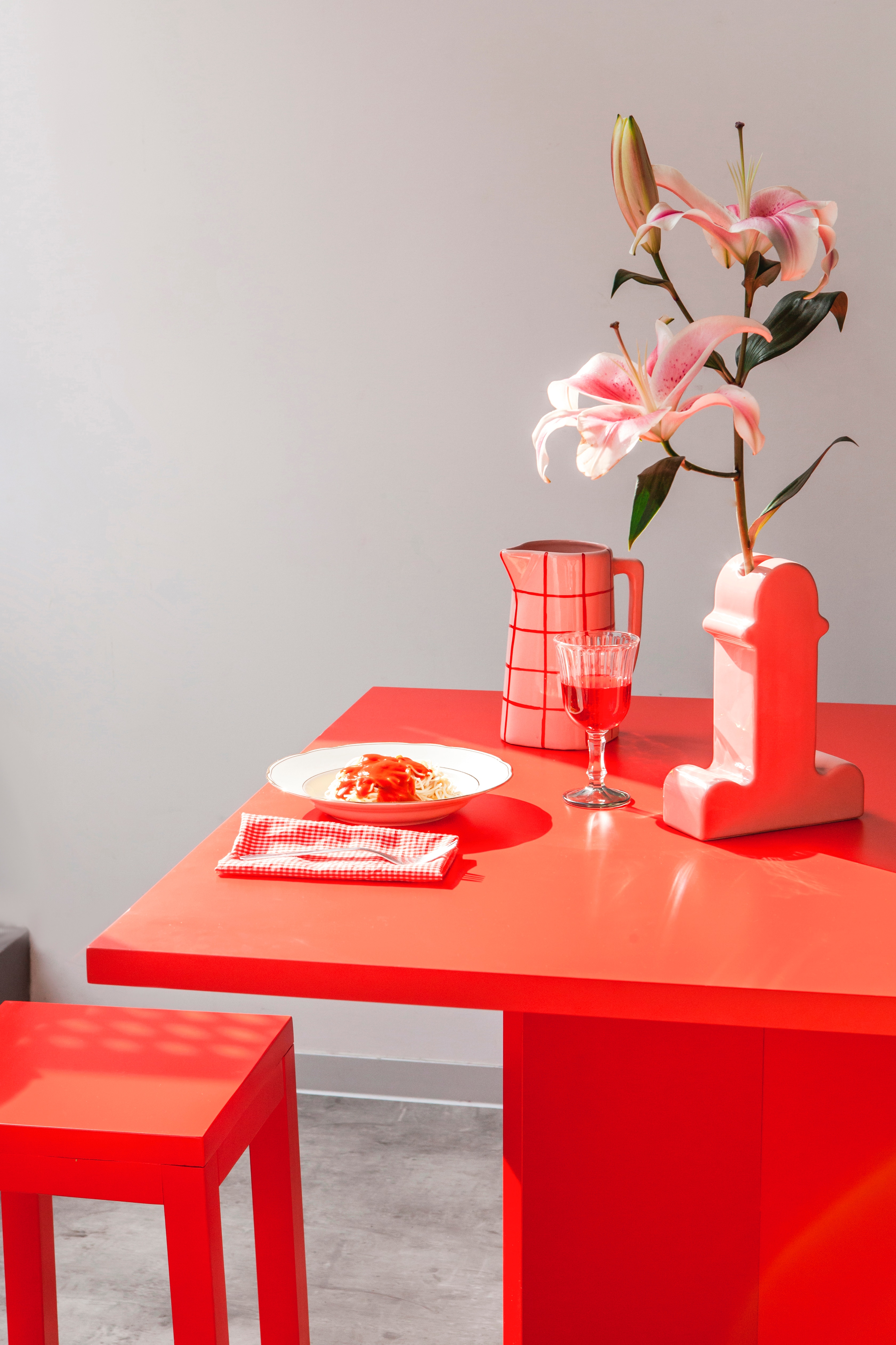 Square Dining Table, Laminated Tabletop - Flame Red/Cedar Green/Prussian Blue/Taupe