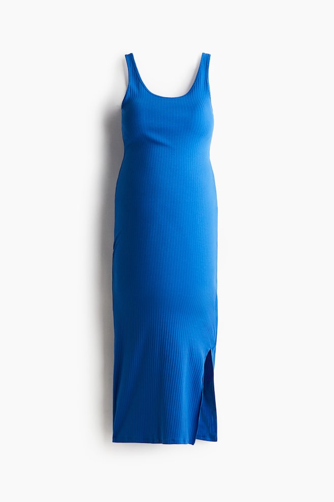 MAMA Fine-knit dress - Bright blue/Black/Striped - 1