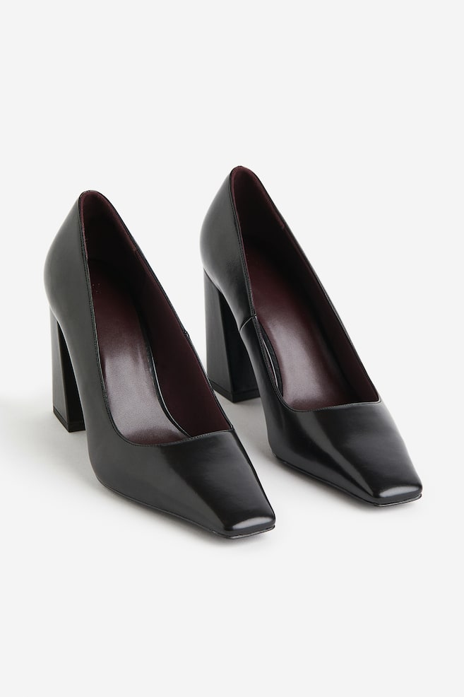 Block-heeled court shoes - Black - 3