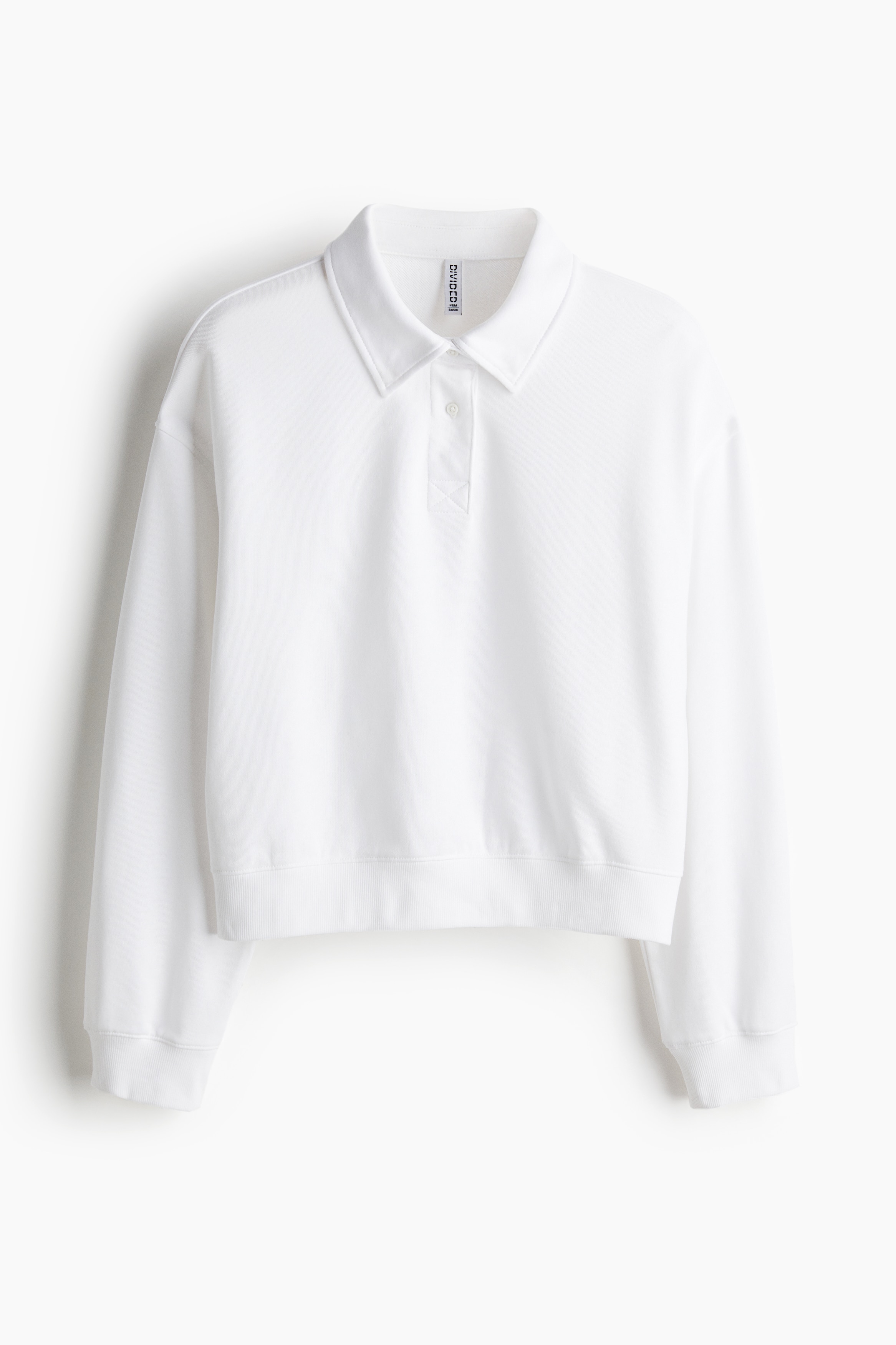 Women's White Long-sleeved polo shirt | H&M SG