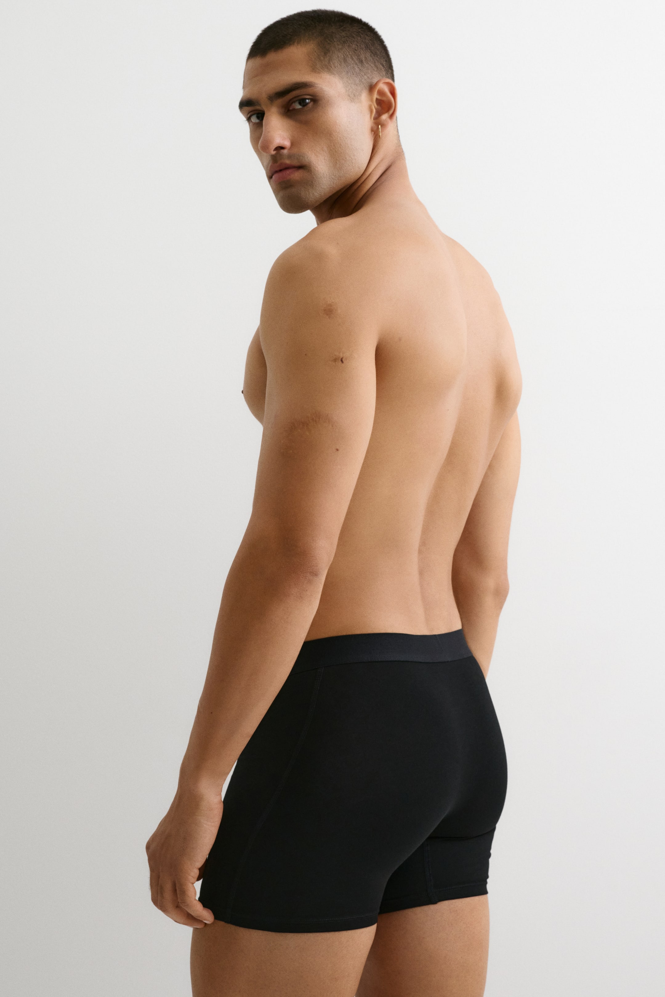 拡大画像を表示: ミッドレングスボクサーブリーフ 5枚セット Lycra® - ダークグレーメランジ／ブラック - Men | H&M JP 3