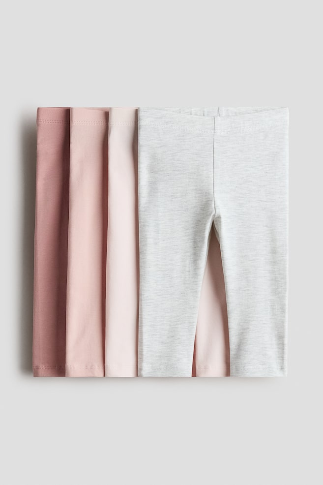 4-pack cotton jersey leggings - Pink/Light pink/Light beige/Dark grey/Light purple/Hearts/Navy blue/Red/Purple/Dark red - 1