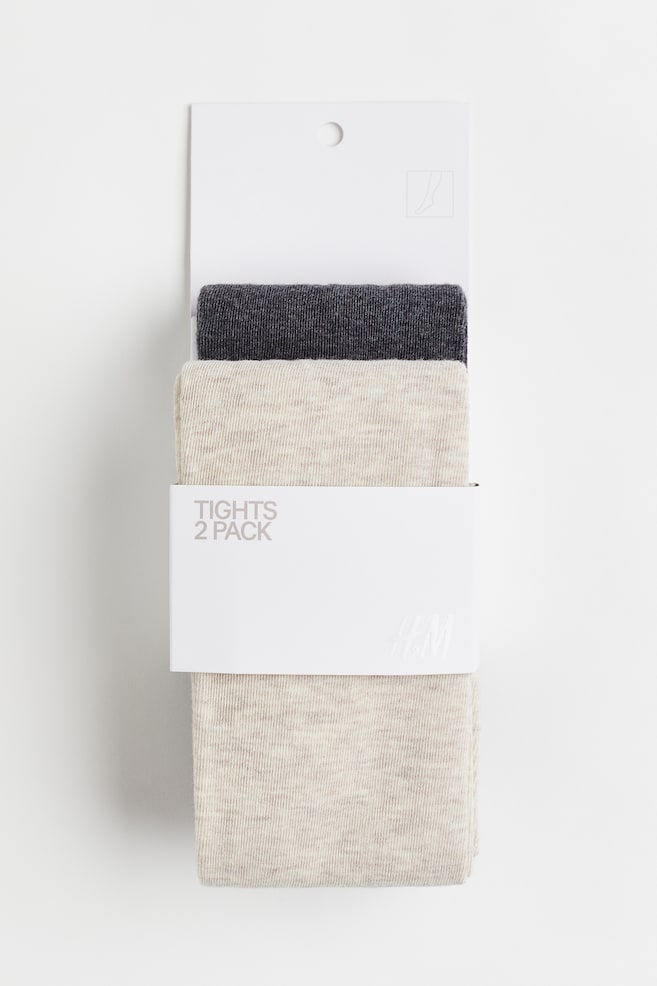 2-pack tights - Light beige/Dark grey/Black - 1