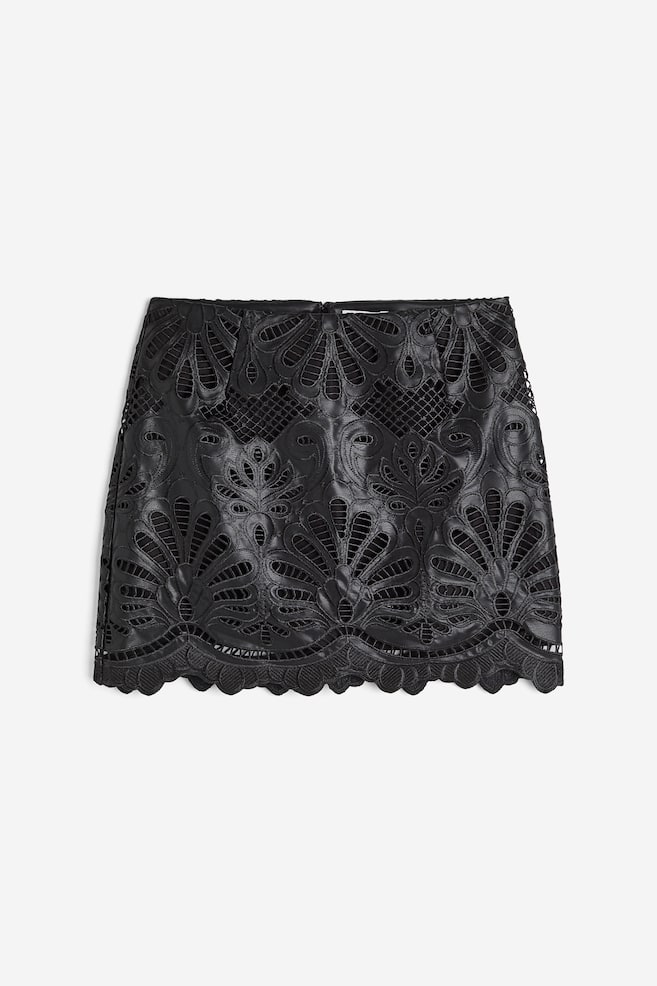Broderie anglaise mini skirt - Black - 2