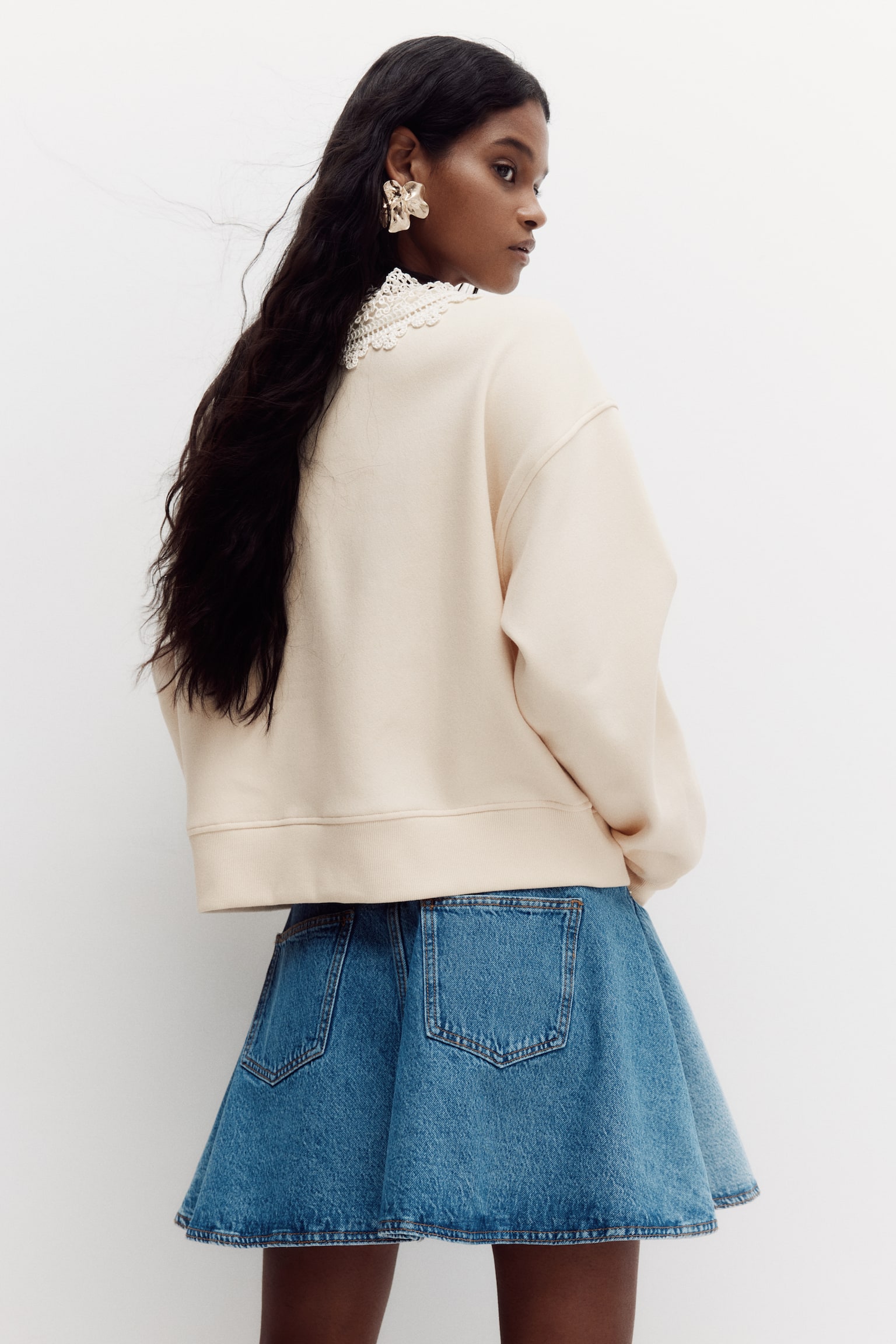 Collared sweatshirt - Light beige/Beige - 6