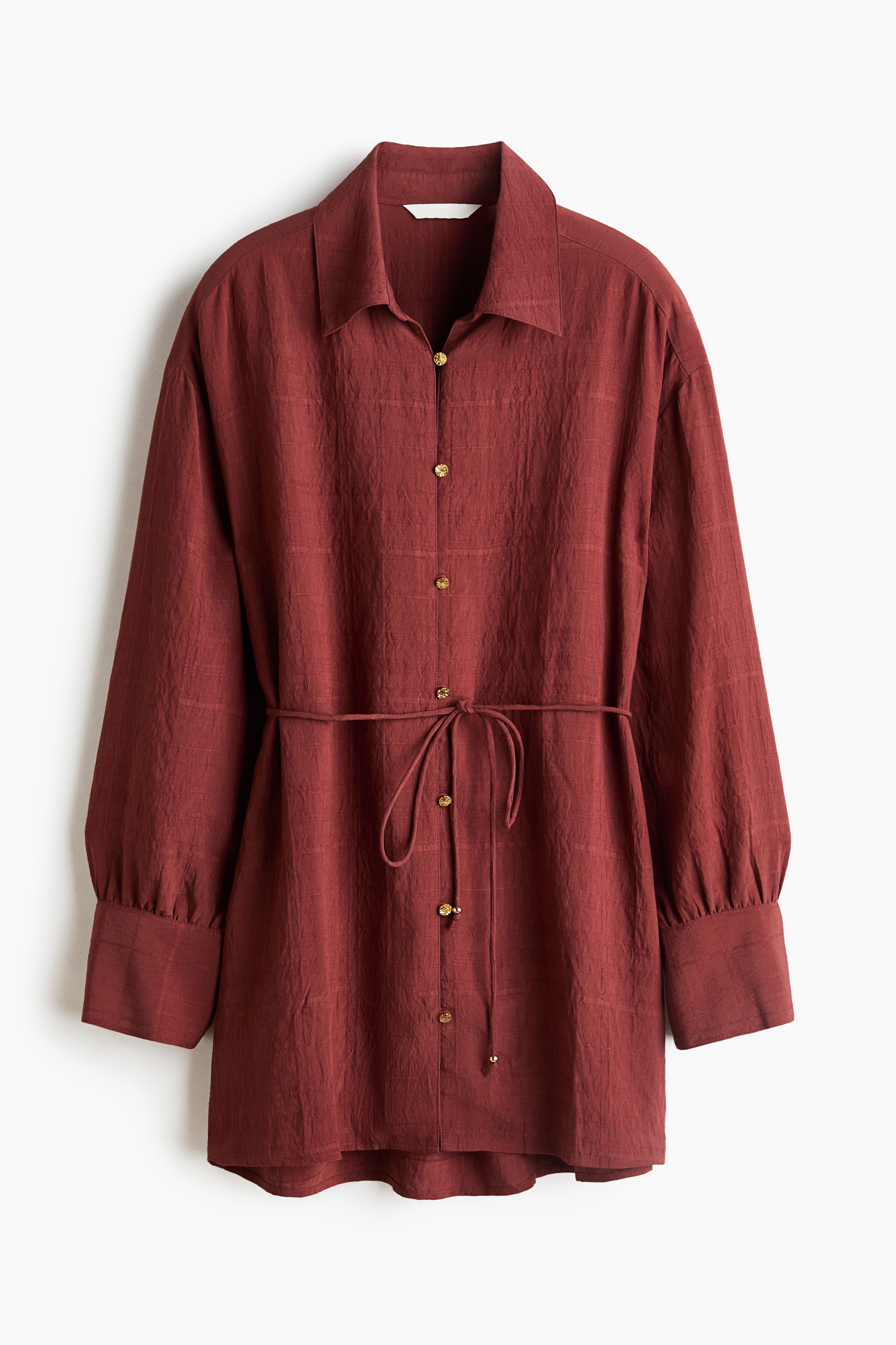 Tie-belt viscose-blend shirt