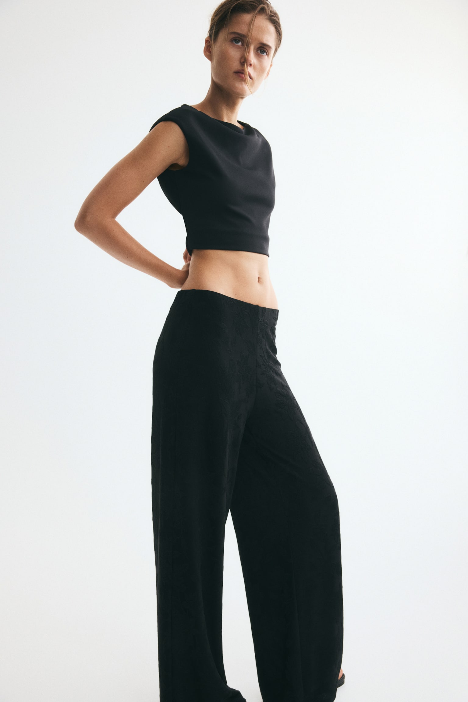 Женские брюки H&M Jacquard Jersey Pull-On, цвет: Чёрный — фото 4