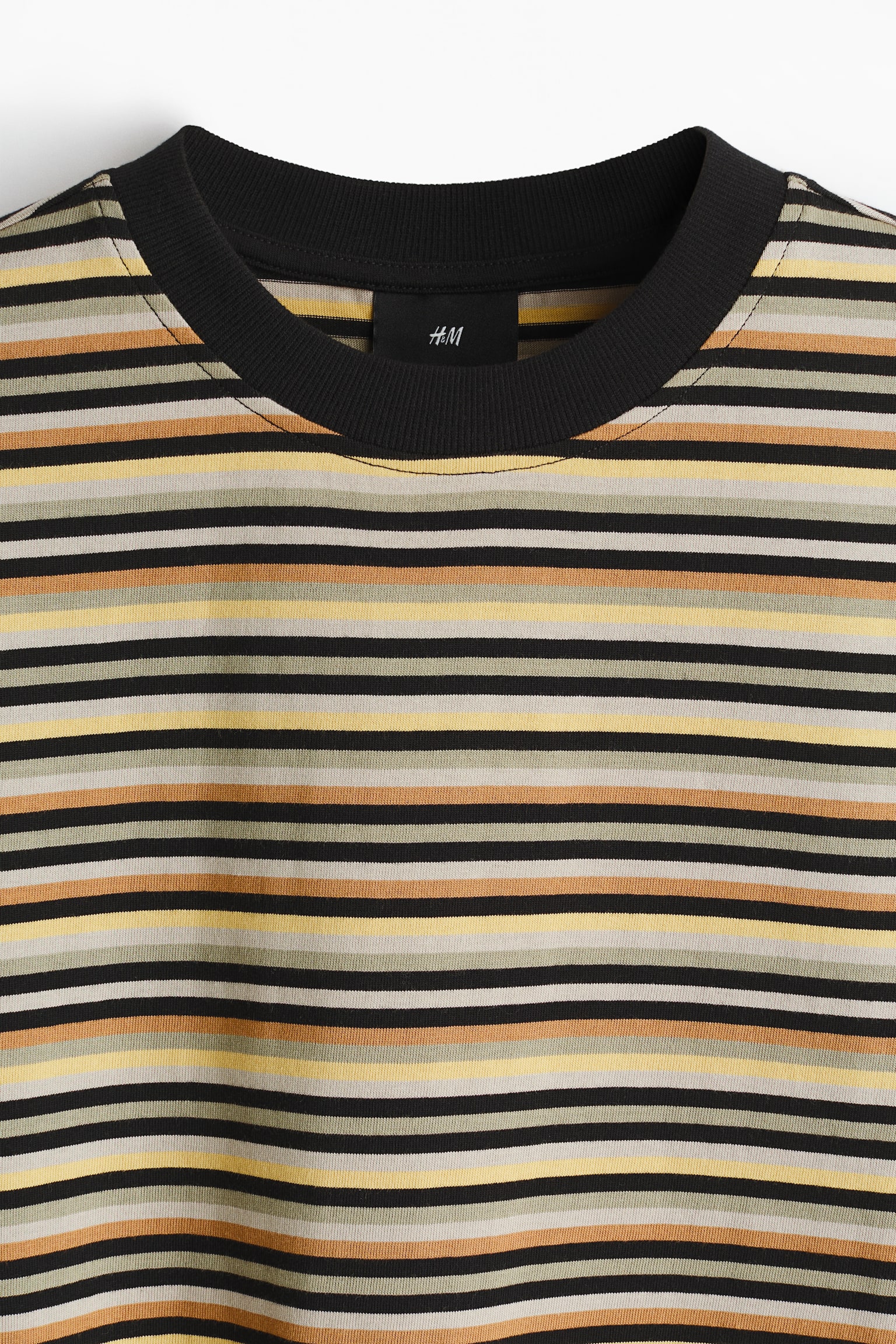 Cotton T-shirt - Black/Striped/Orange/Striped/White/Striped - 2