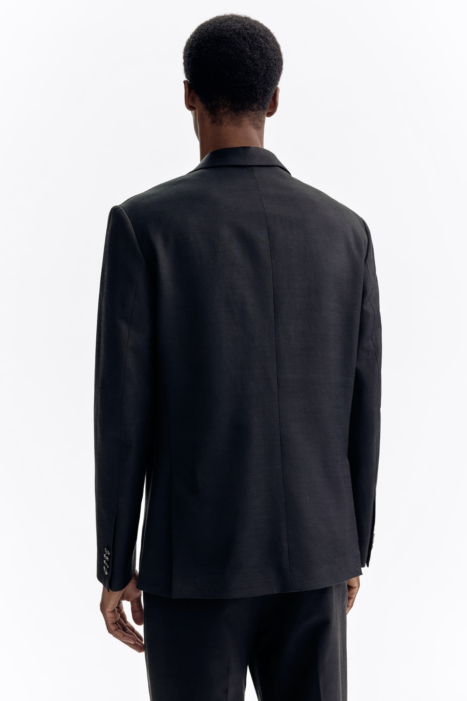 標準剪裁單排扣外套 - 黑色/卡其綠 - 7