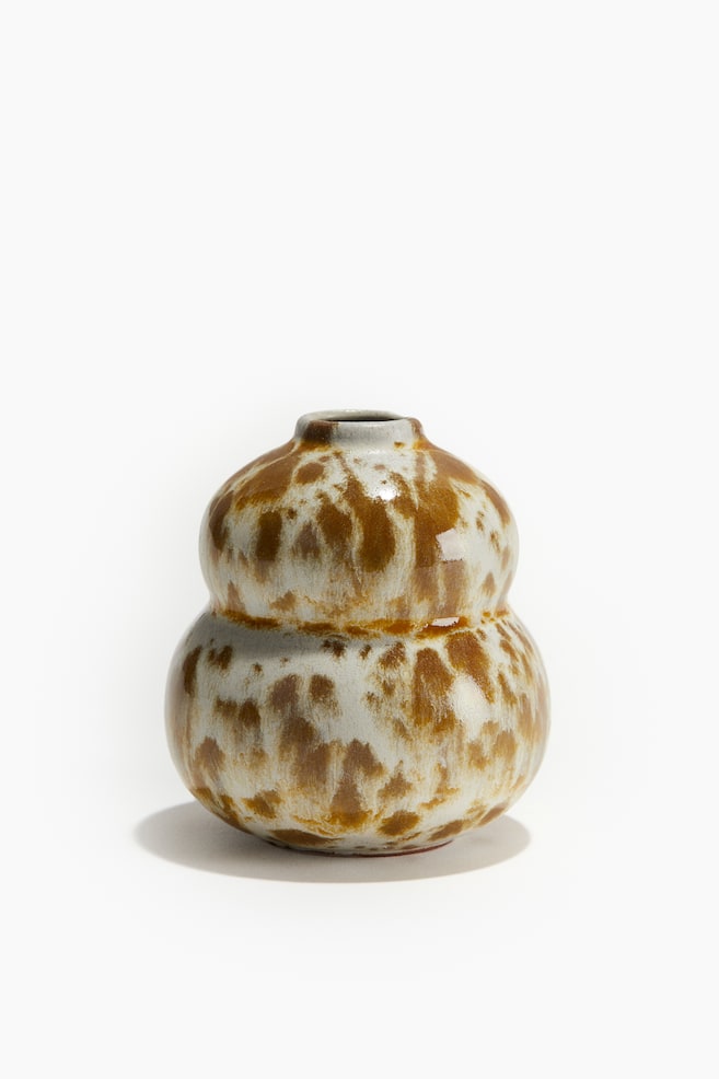 Small stoneware vase - Brown/Patterned/Light beige/Patterned/Light beige/Patterned/Black/dc/dc/dc/dc - 1