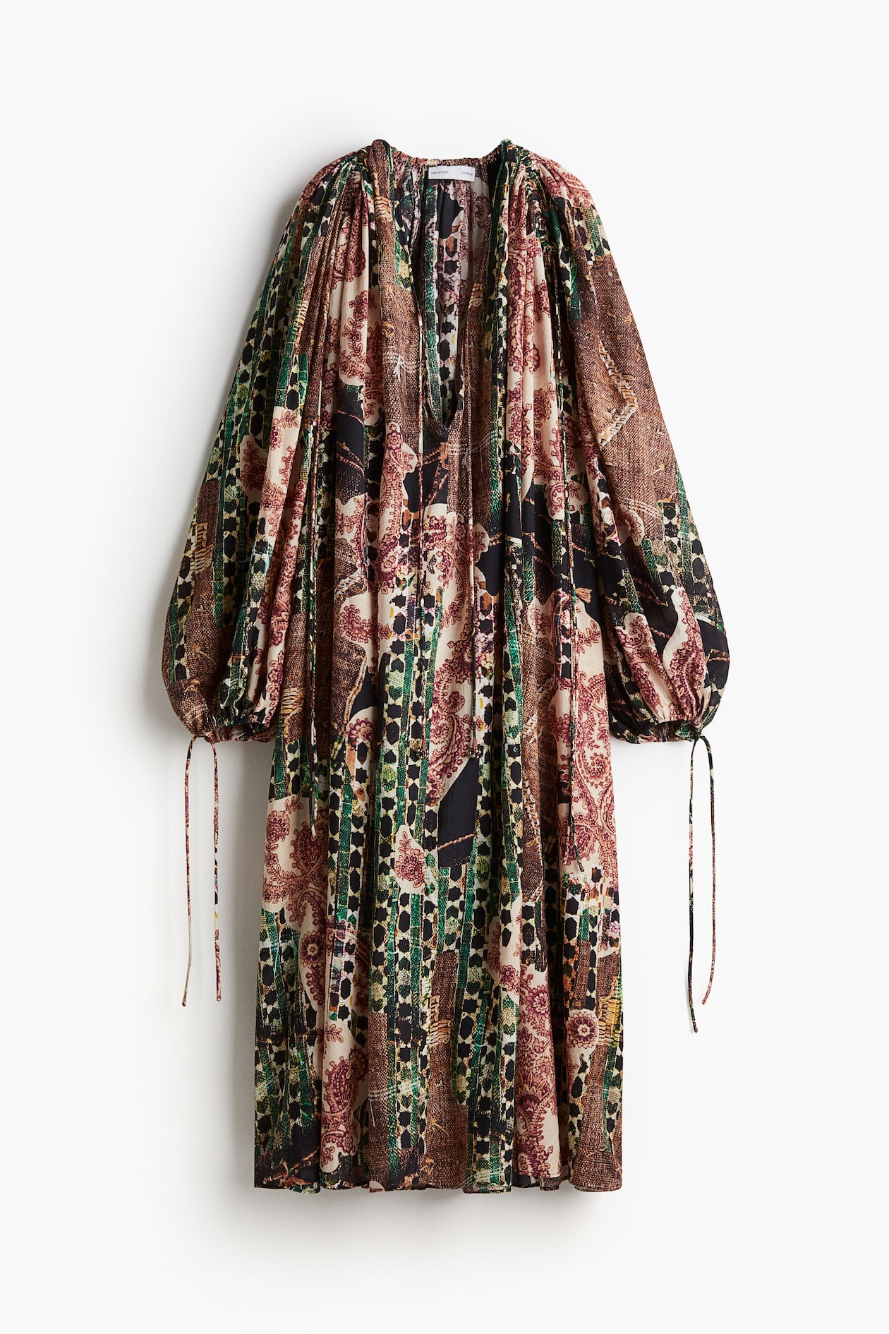 Women's Brown/patterned Chiffon Kaftan Dress | H&M US Women's Brown/patterned Chiffon Kaftan Dress | H&M US