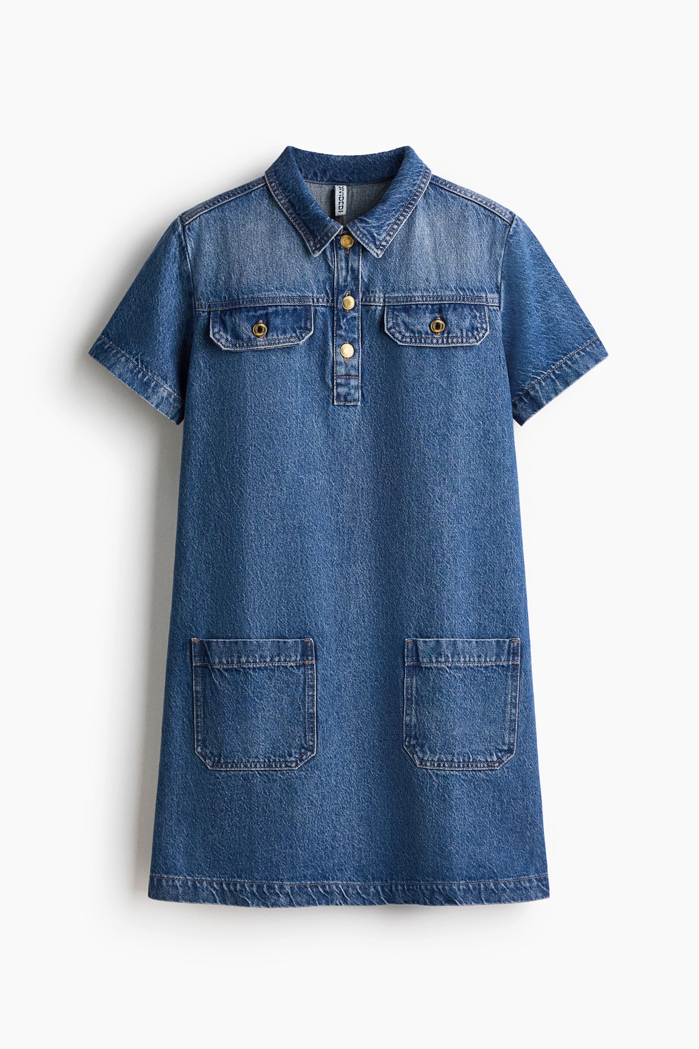 Collared denim dress - Denim blue