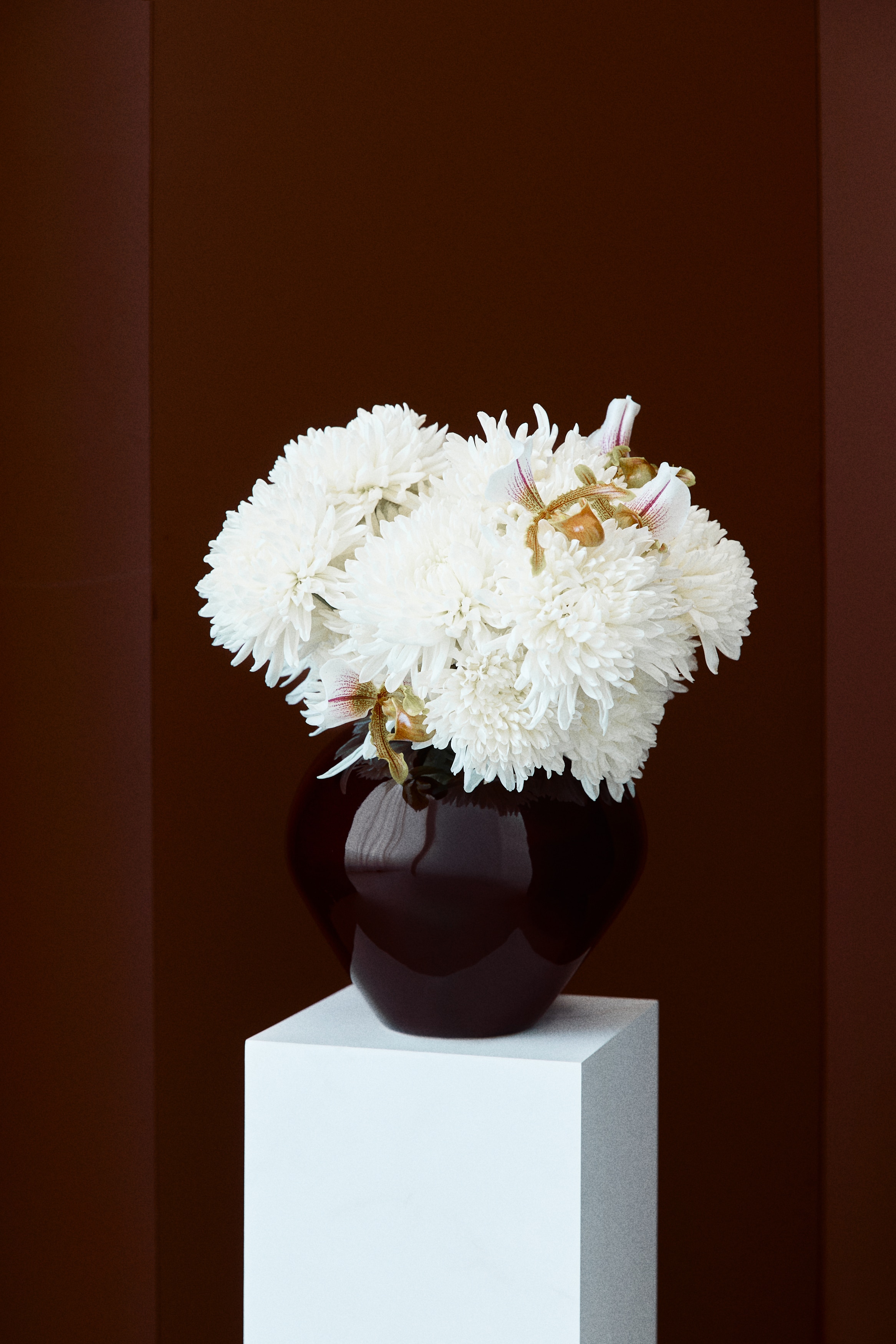 Large Irregular Stoneware Vase - Dark brown/Light yellow