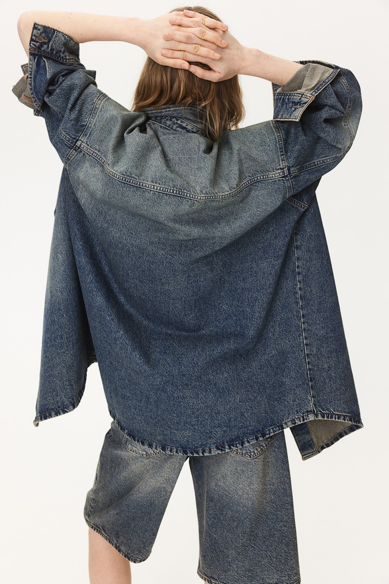 Oversized denim shirt - Denim blue/Dark denim blue/Black/Light denim blue - 5