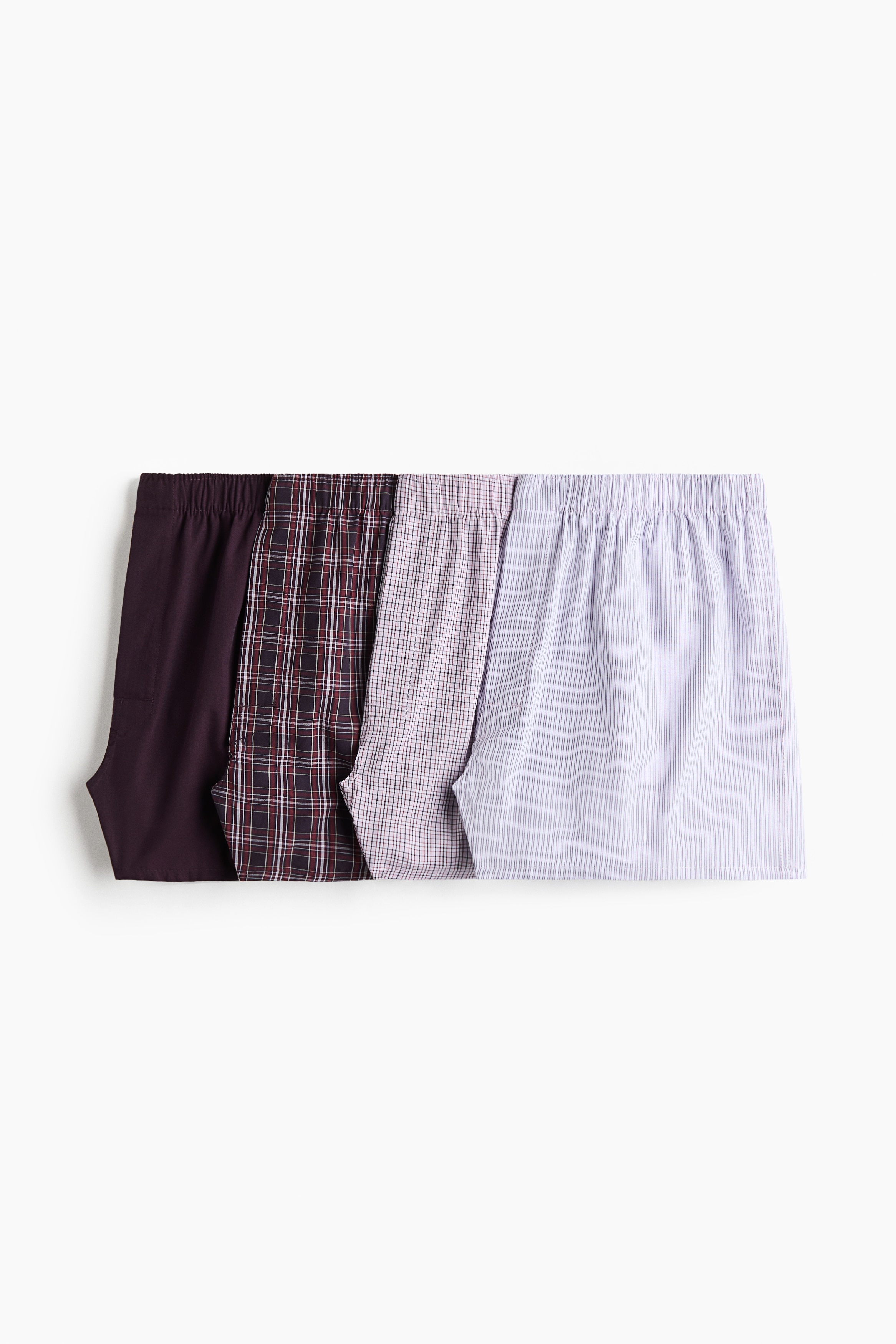 4-pack woven boxer shorts-Burgundy/Checked