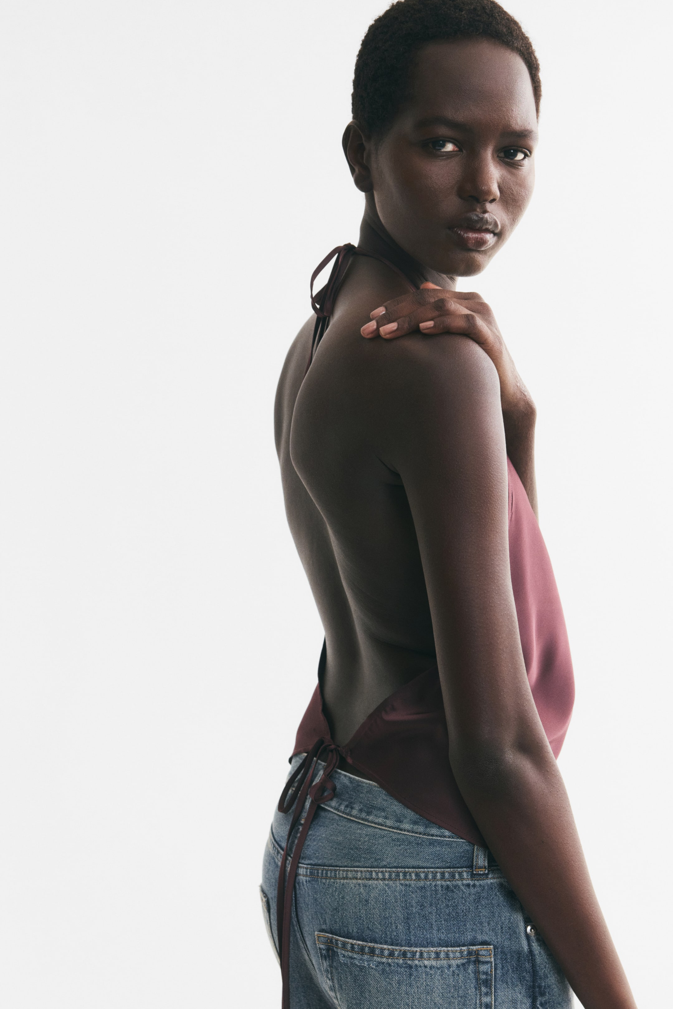 View larger image: Tie-Back Halterneck Top - Dusty purple - Ladies | H&M US 1