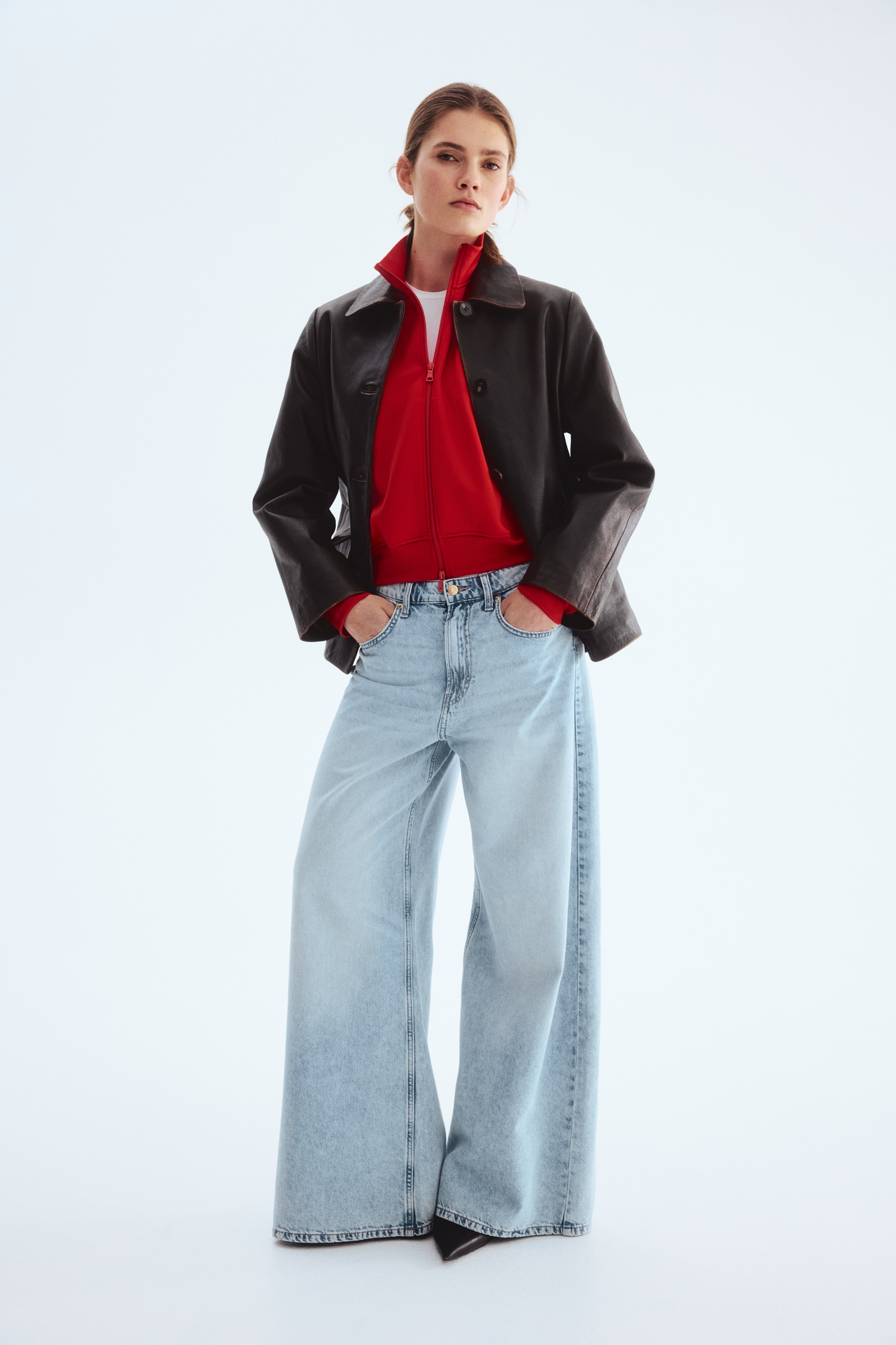 Wide High Waist Jeans - Bleu denim clair/Bleu denim/Bleu denim foncé/Blanc/Bleu denim
