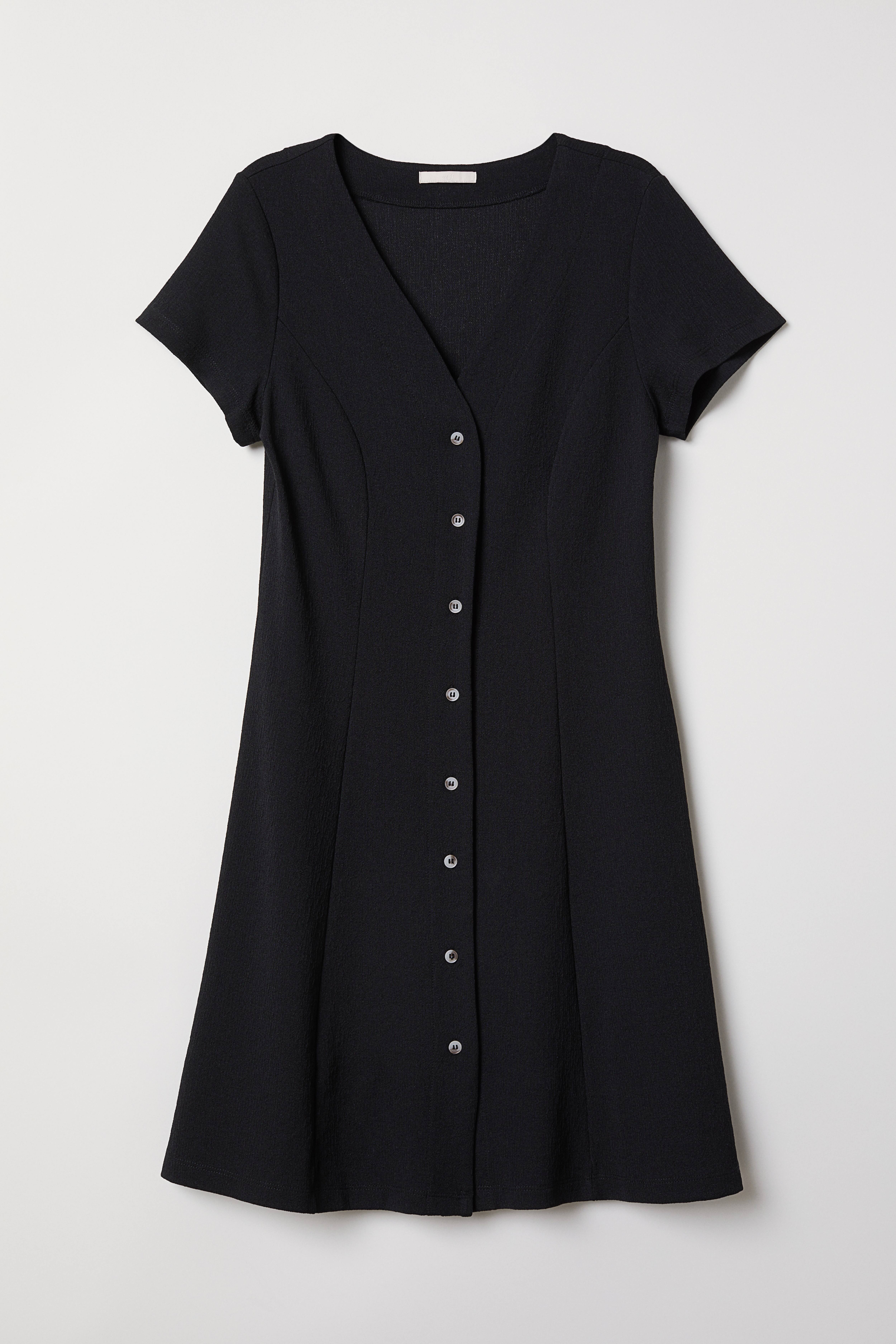 H&m black button dress shops